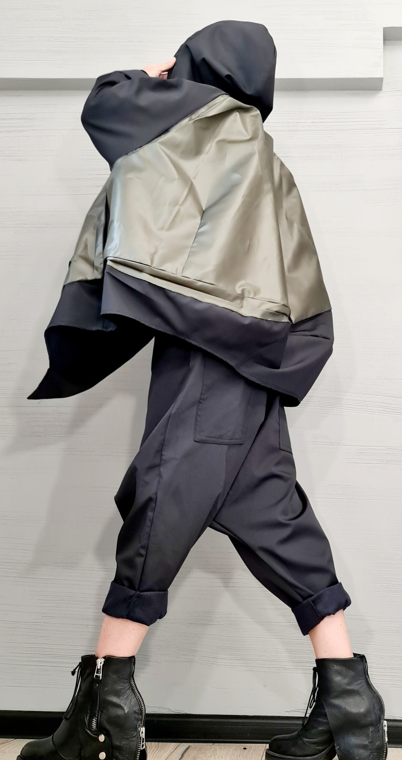 Extravagant jacket, Asymmetrical Jacket, Jacket with outer pockets, Deconstructed Futuristic Clothing, Gothic, New collection