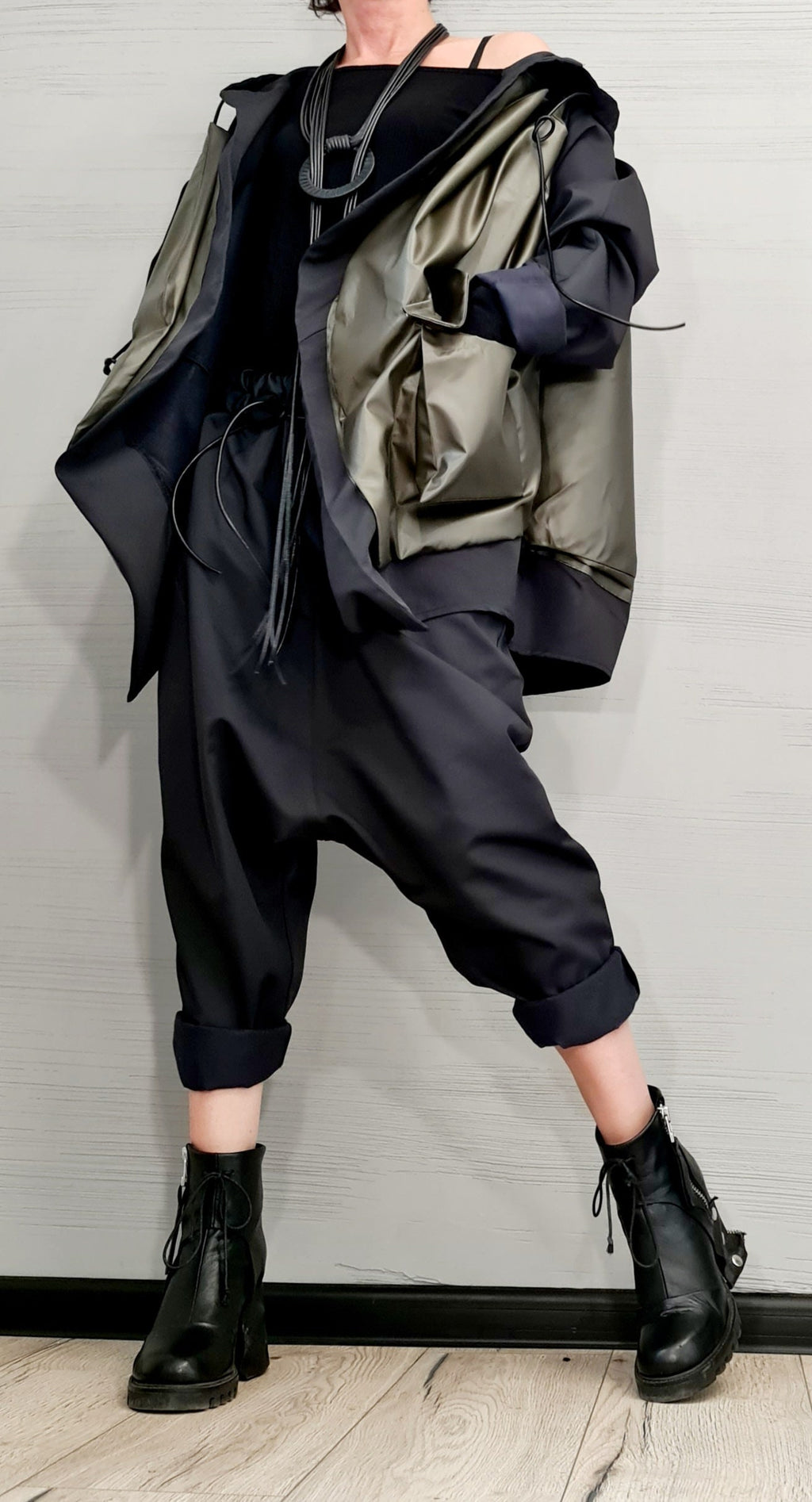 Extravagant jacket, Asymmetrical Jacket, Jacket with outer pockets, Deconstructed Futuristic Clothing, Gothic, New collection