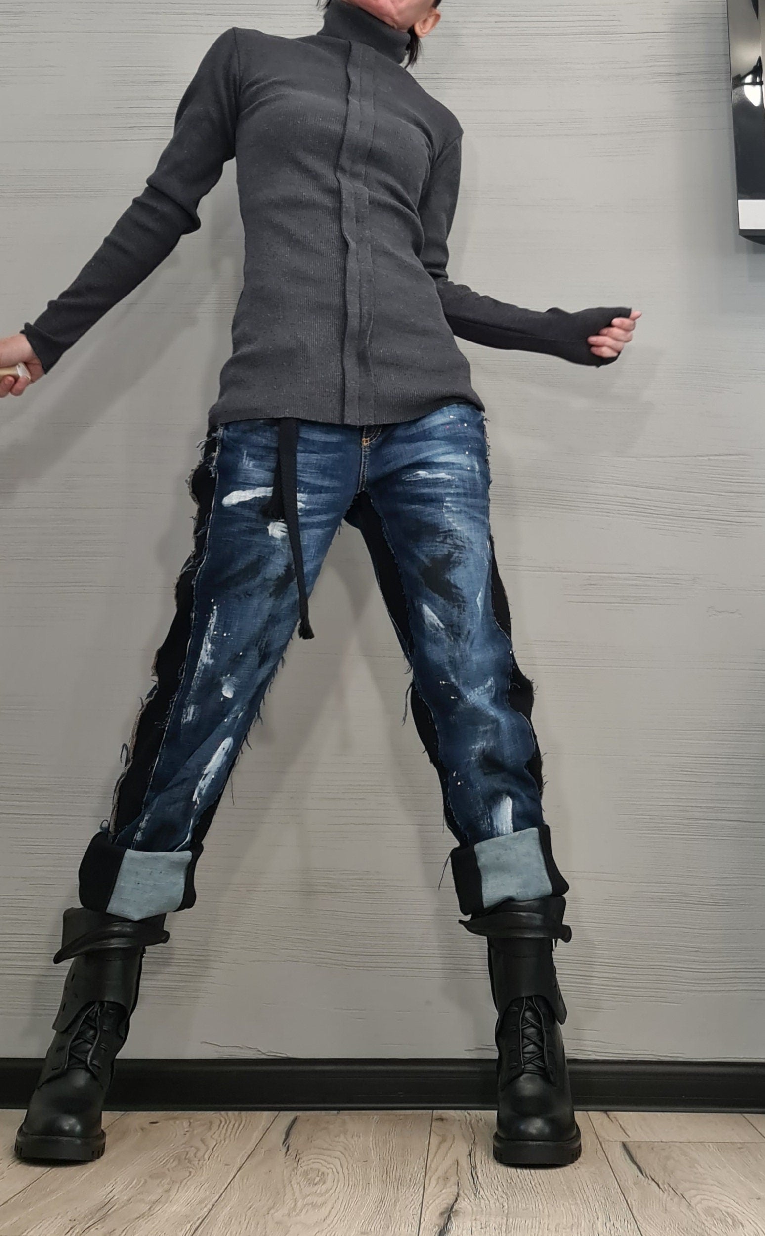 NEW Collection Cotton Sexy Turtle Neck Fitted Top Blouse, Extravagant Top, Avant Garde Blouse, Sexy Top