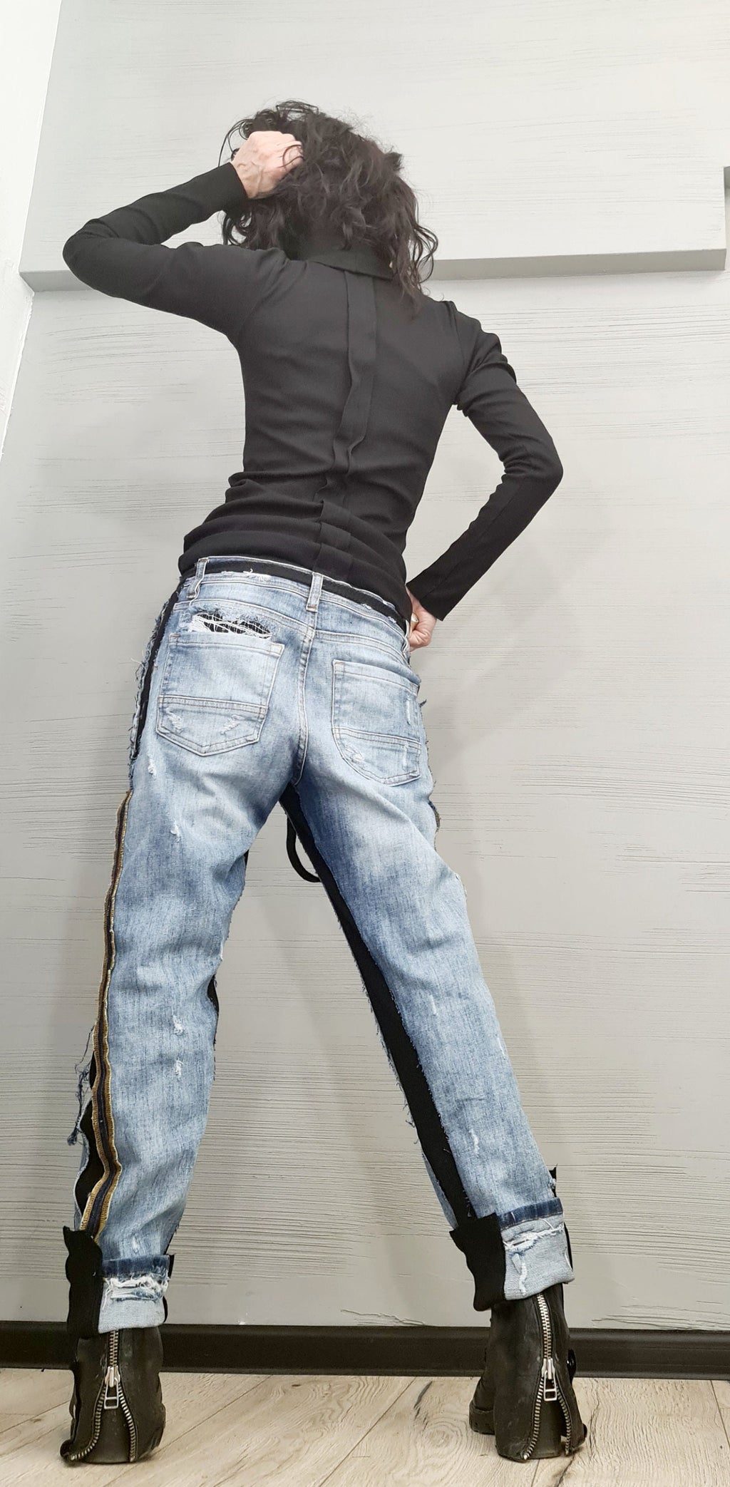 NEW Collection Cotton Sexy Black Turtle Neck Fitted Top Blouse, Extravagant Top, Avant Garde Blouse, Sexy Top