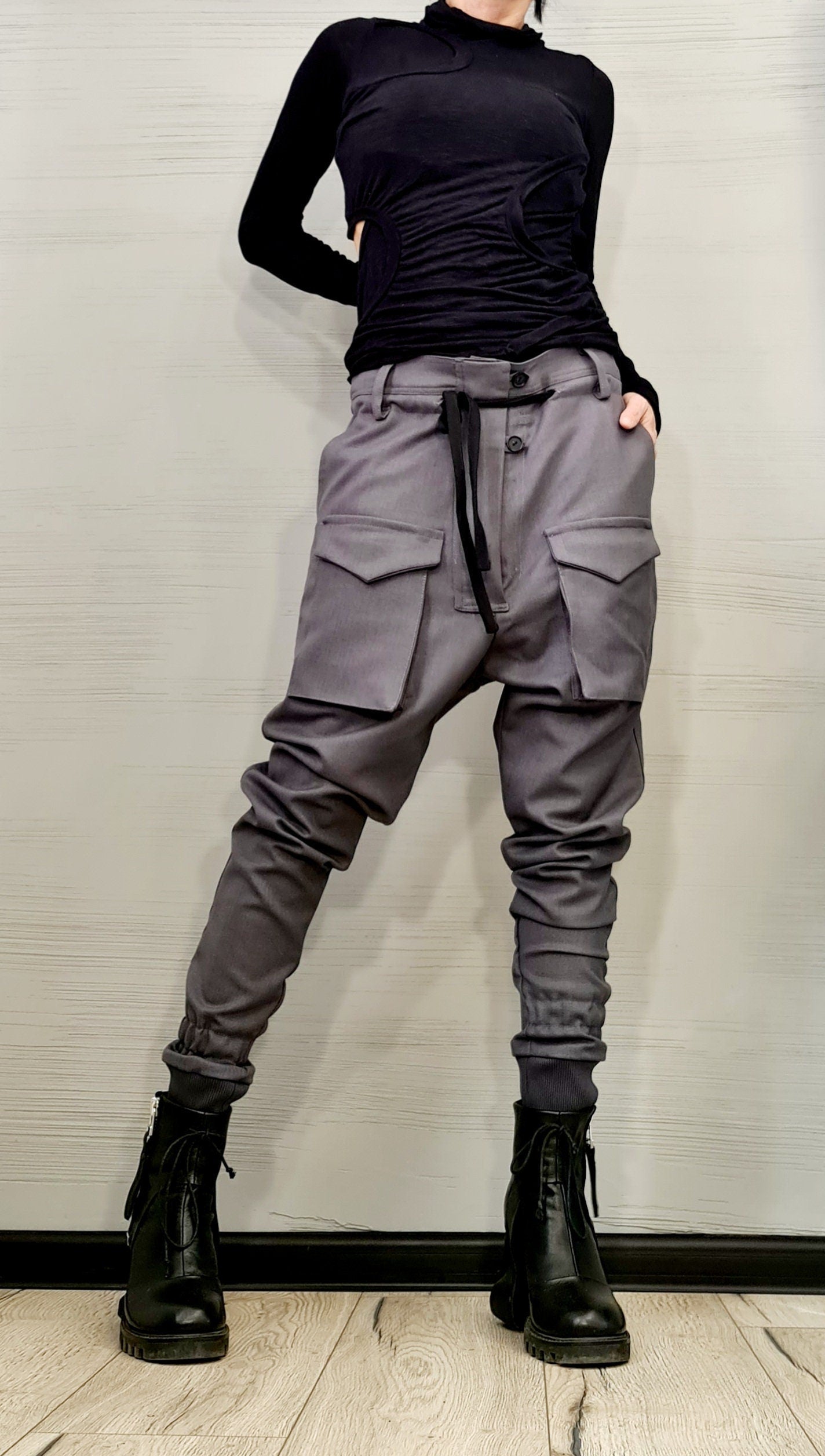 Extravagant Purple Pants, Harem Casual Pants, Urban Pants, Loose Pants, Punk Pants, Gothic Pants, Outer pockets, New collection