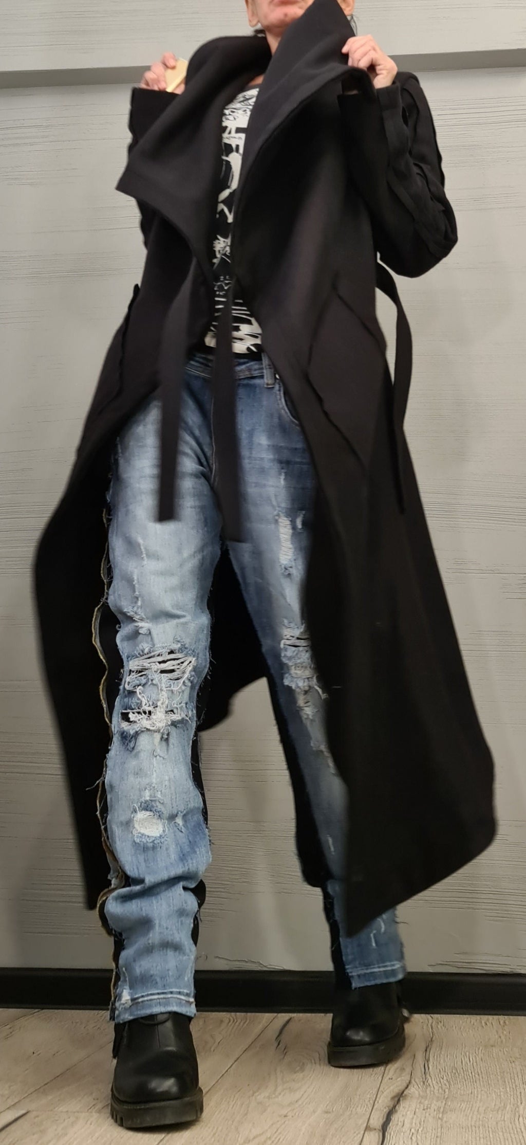 Asymmetric Coat, Wool Black Coat, Gothic Coat, Plus Size Clothing, Winter Women Coat,  Extravagant Long Coat, New collection