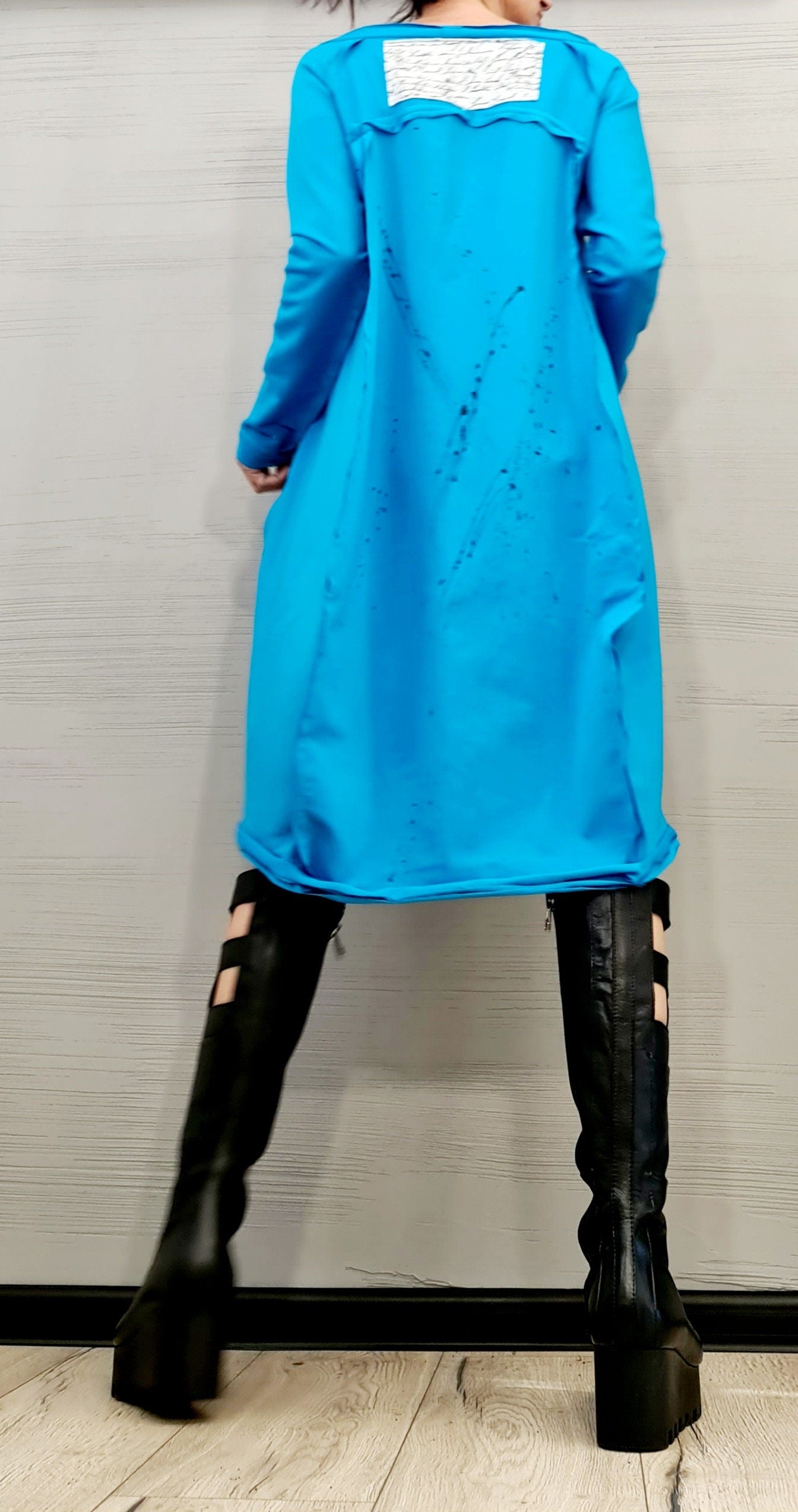 Garden Party Dress, Extravagant Dress Tunic, Plus Size Clothing, Asymmetric Long Sleeve Dress
