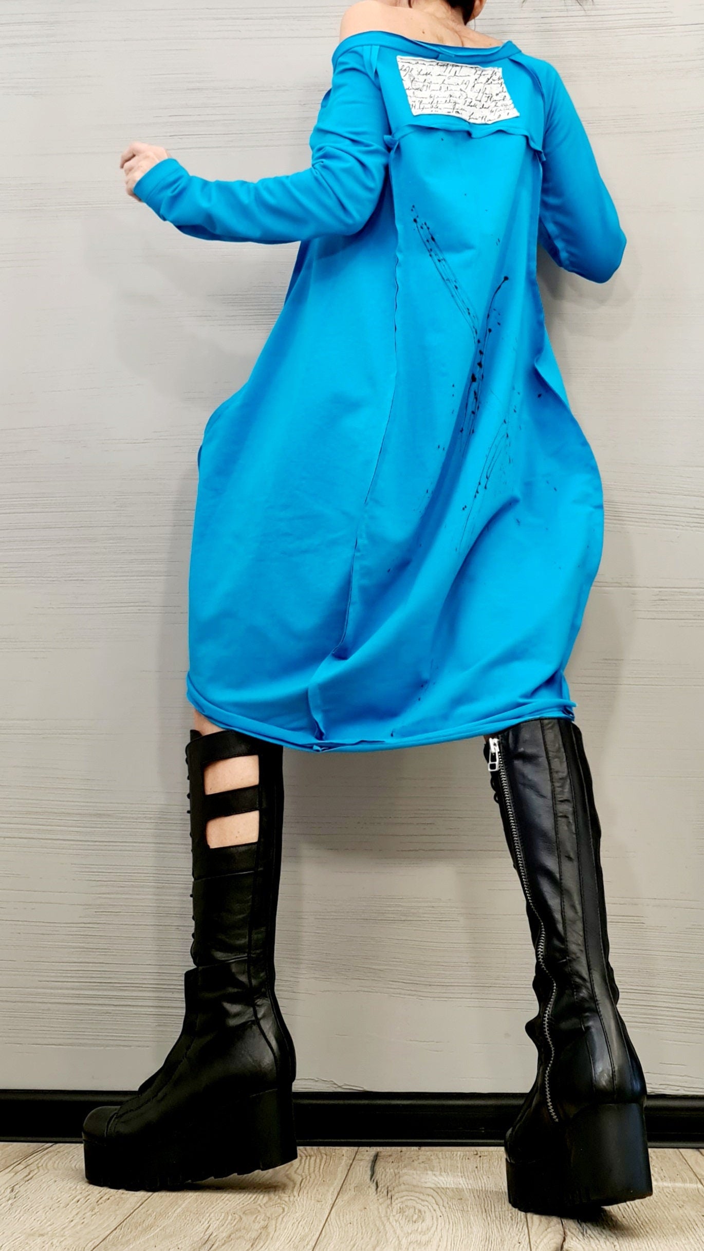 Garden Party Dress, Extravagant Dress Tunic, Plus Size Clothing, Asymmetric Long Sleeve Dress