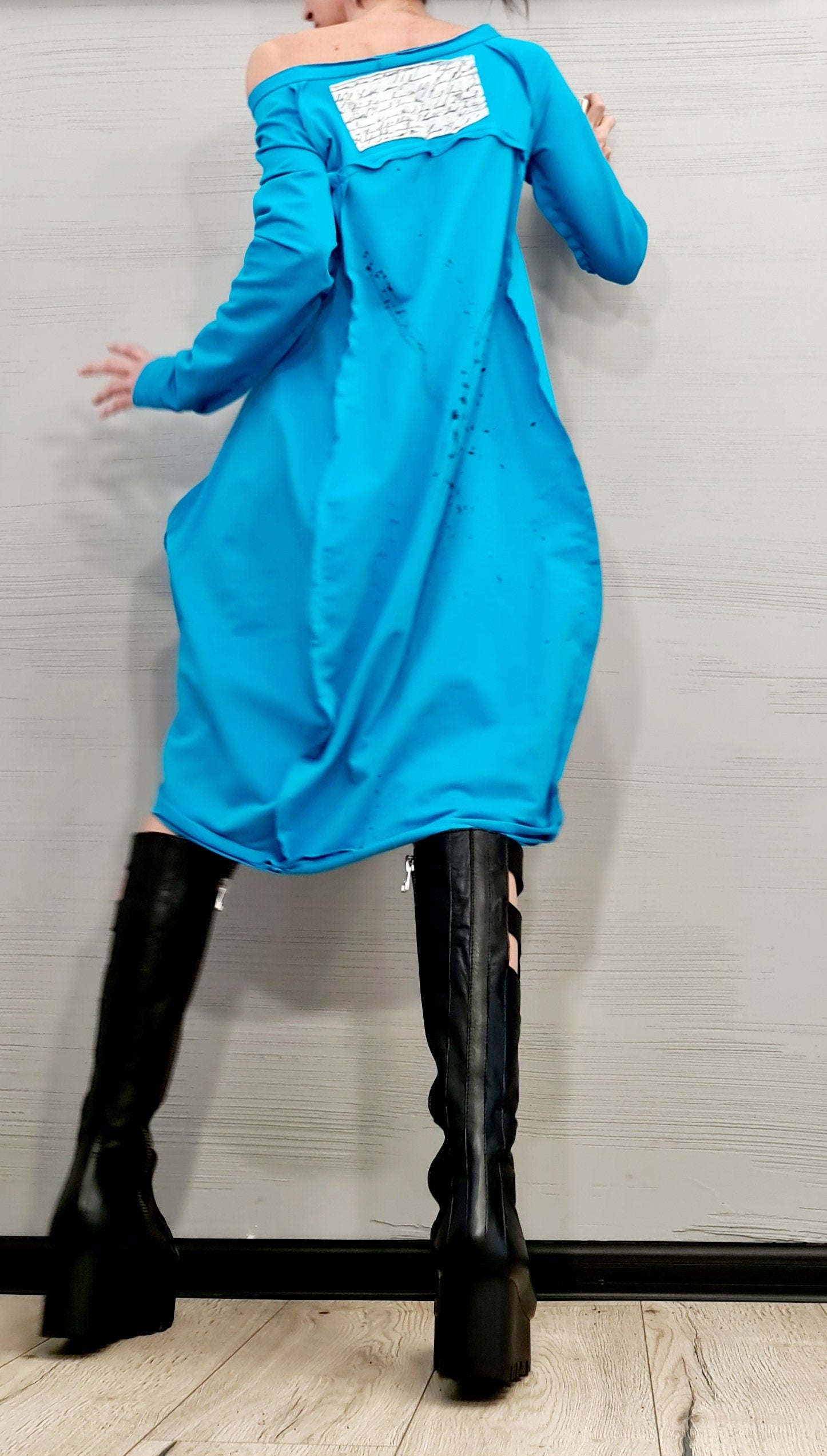 Garden Party Dress, Extravagant Dress Tunic, Plus Size Clothing, Asymmetric Long Sleeve Dress