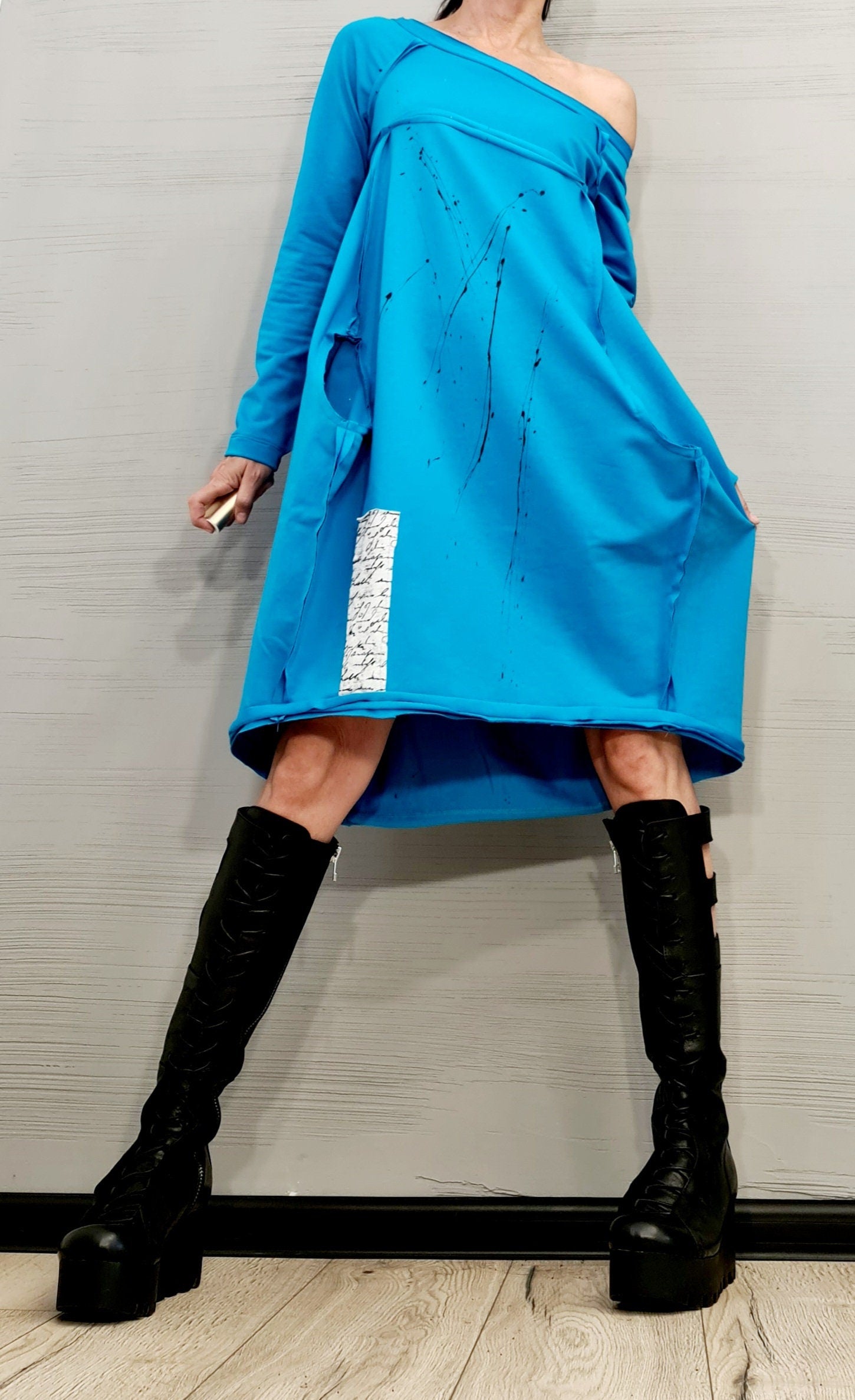 Garden Party Dress, Extravagant Dress Tunic, Plus Size Clothing, Asymmetric Long Sleeve Dress