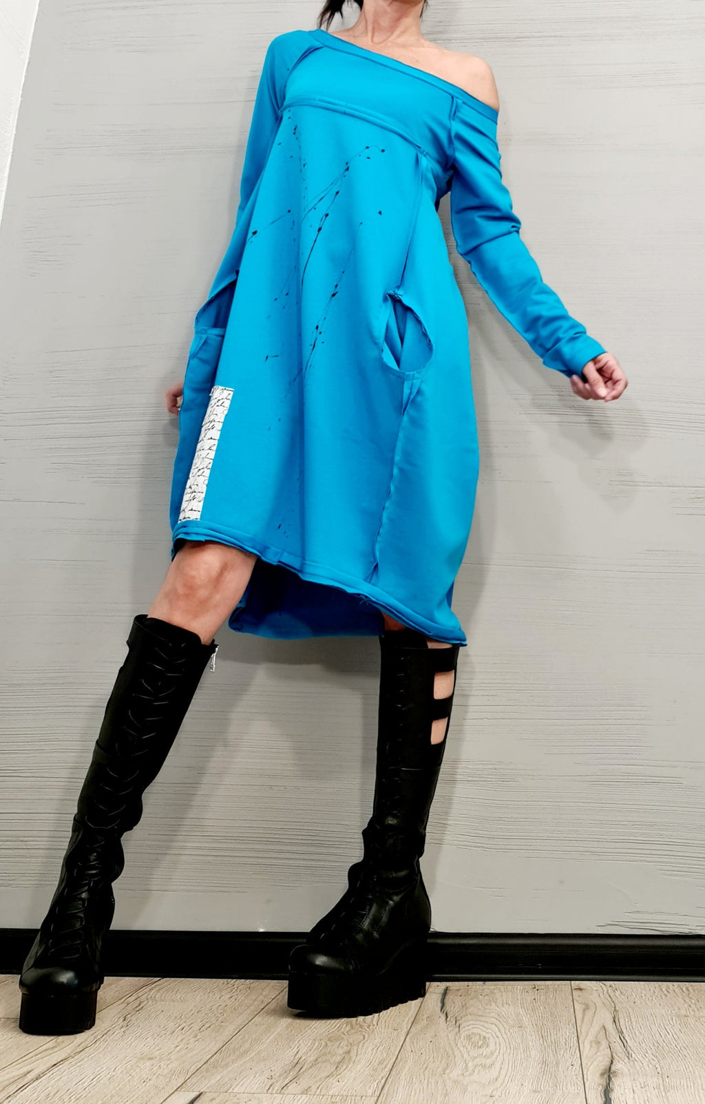 Garden Party Dress, Extravagant Dress Tunic, Plus Size Clothing, Asymmetric Long Sleeve Dress