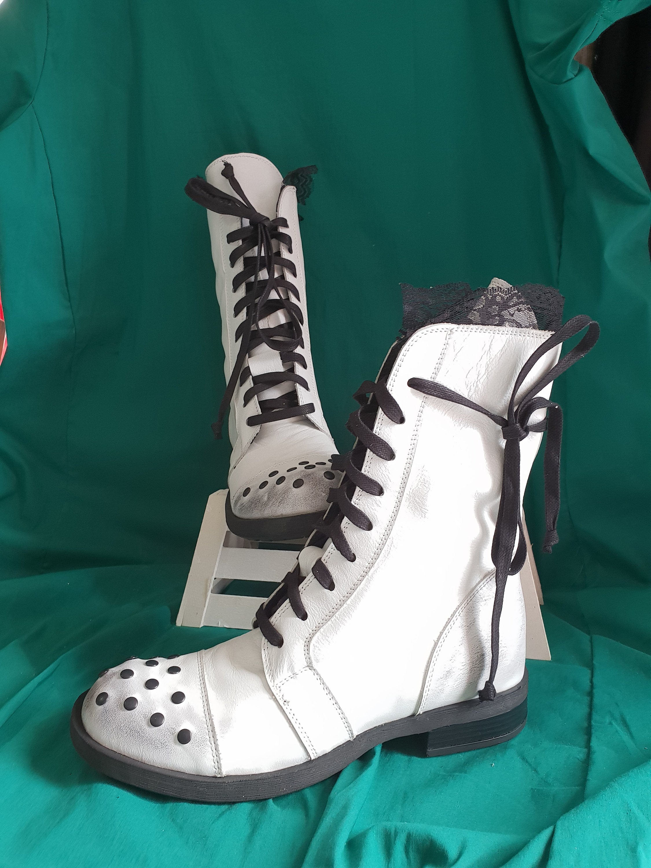 Rocker Boots, Women White Boots, Leather Boots, All seasons, Gothic Boots, White Ankle Boots, Leather Shoes, Weding Boots
