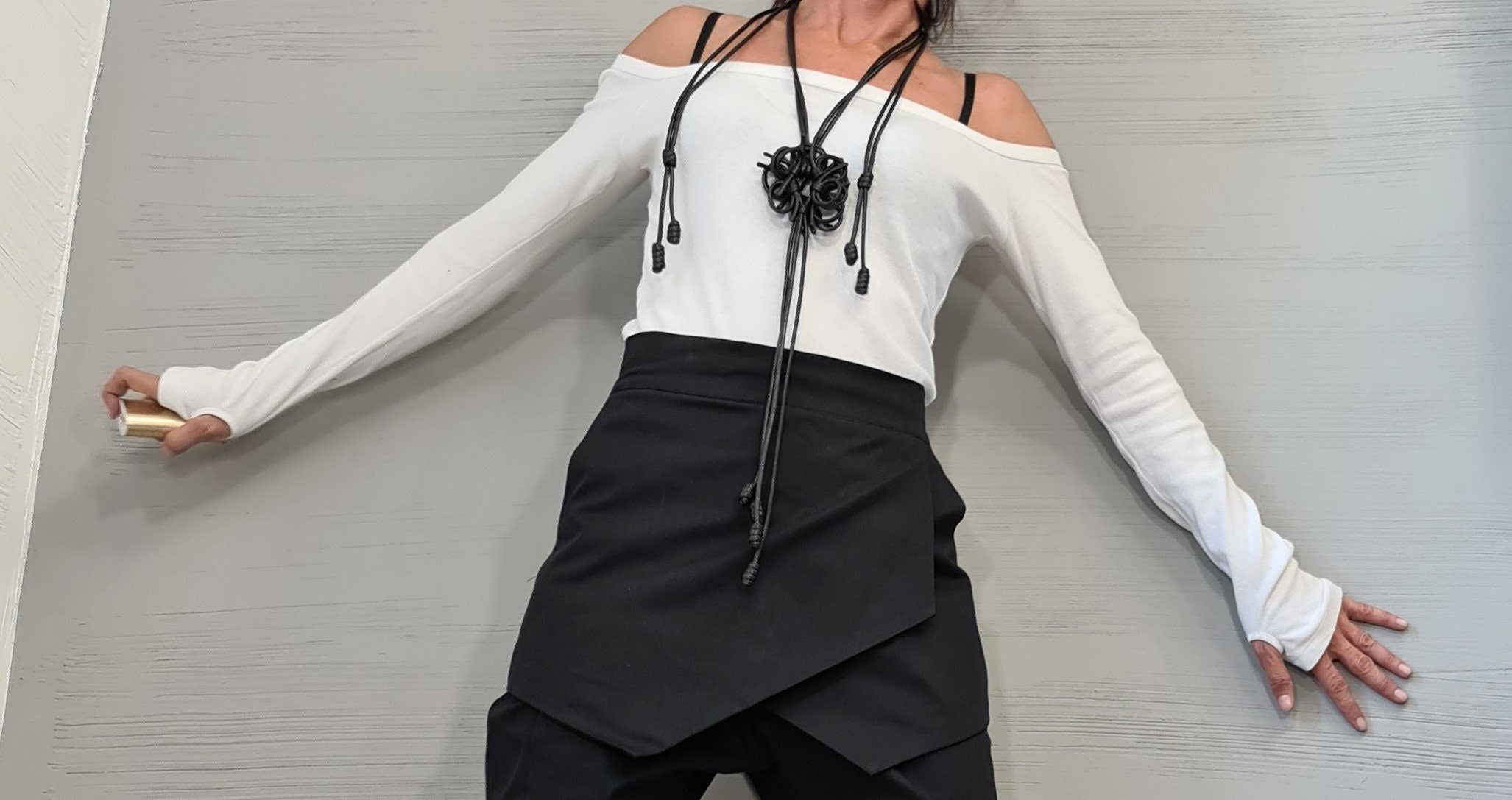 NEW Collection Cotton Sexy Blouse, Fitted Top Blouse, Extravagant Top, Avant Garde Blouse, Sexy Top, Thumb Holes