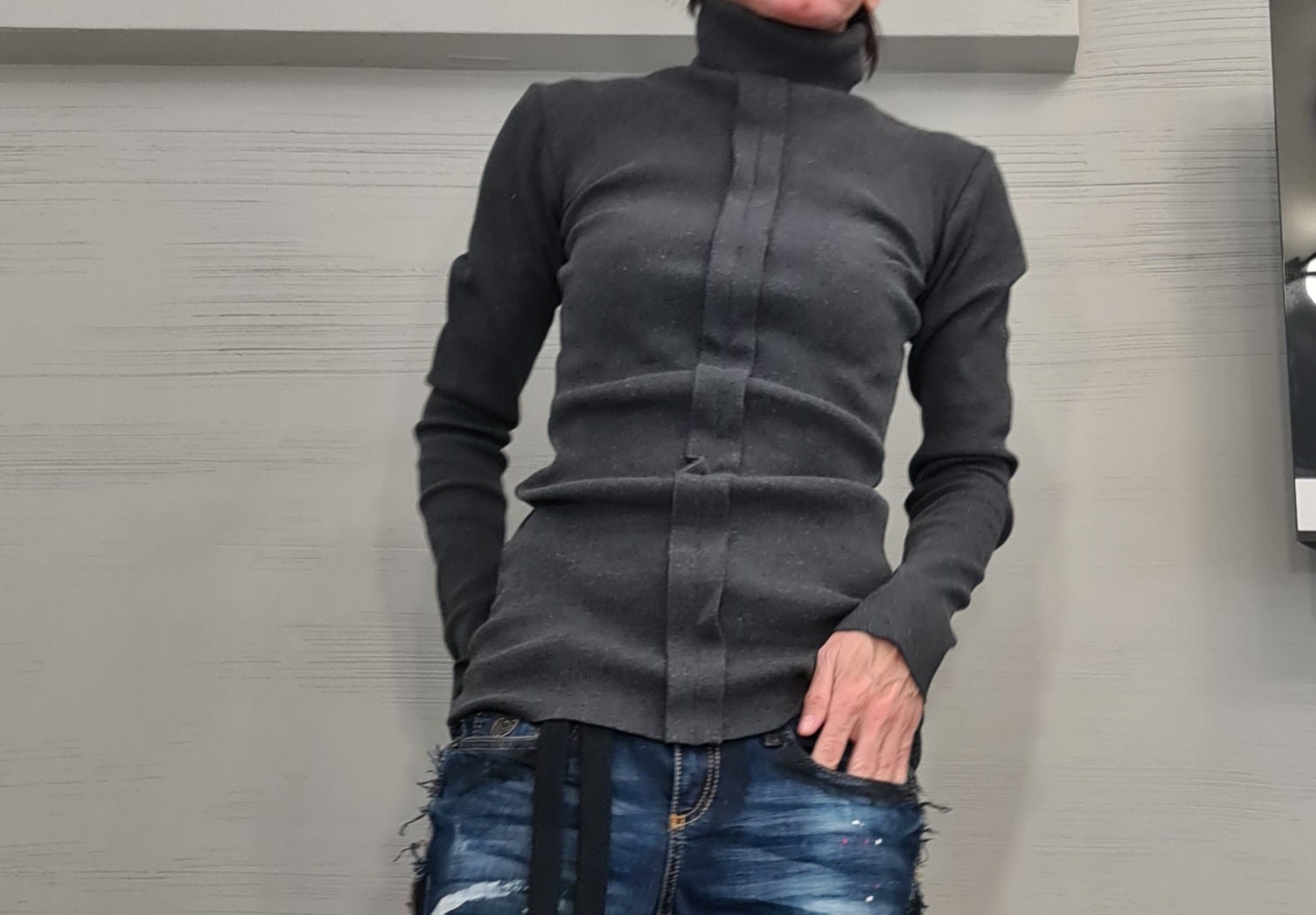 NEW Collection Cotton Sexy Turtle Neck Fitted Top Blouse, Extravagant Top, Avant Garde Blouse, Sexy Top