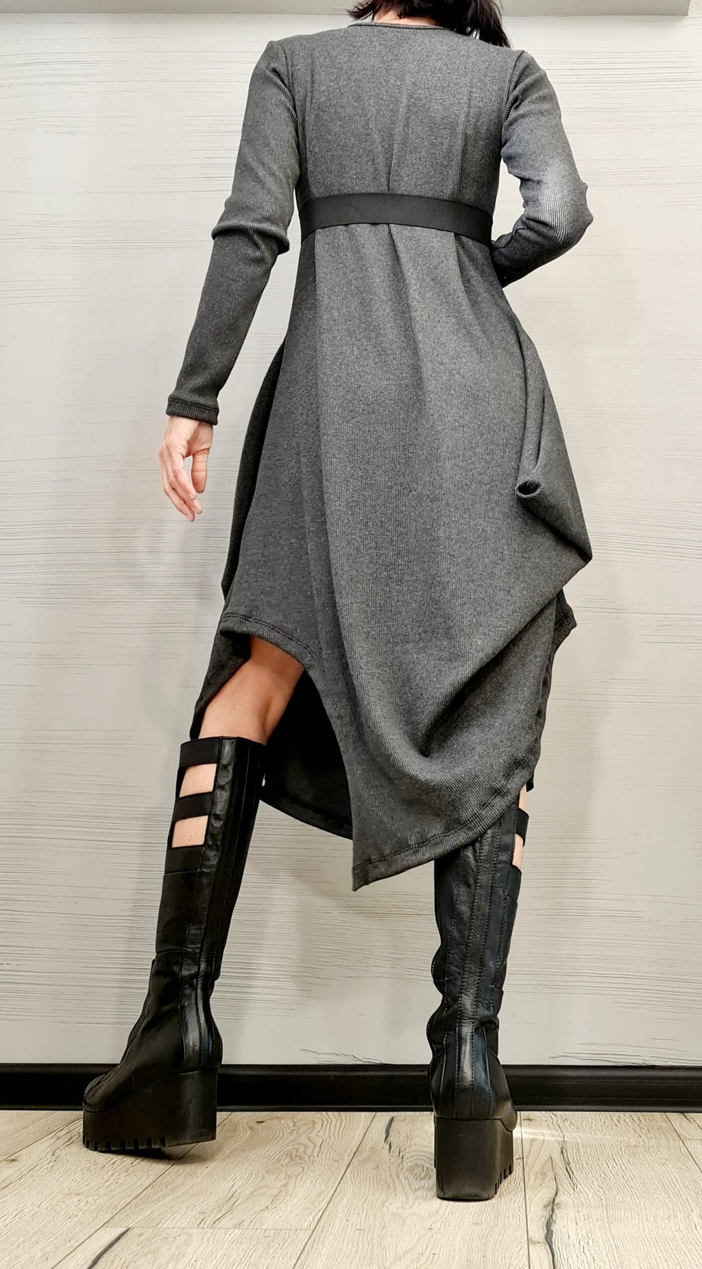 Extravagant Dress, Asymmetric Dress, Plus Size Clothing, Holiday Dress, Cotton Dress, Long Sleeve Dress, Minimalist Dress, Plus Size Dress