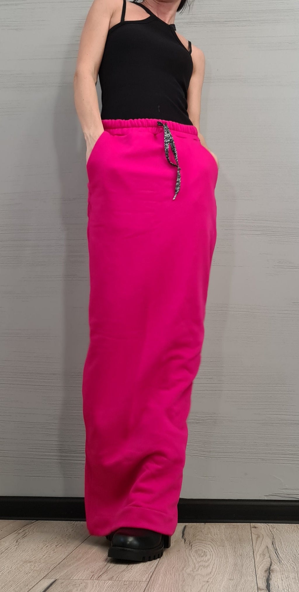 Extravagant Skirt, A Line Skirt, Women's Maxi Skirt with Pockets, Sporty Cotton Skirt,Skirt interesting back cut with overlap, Sexy Skirt