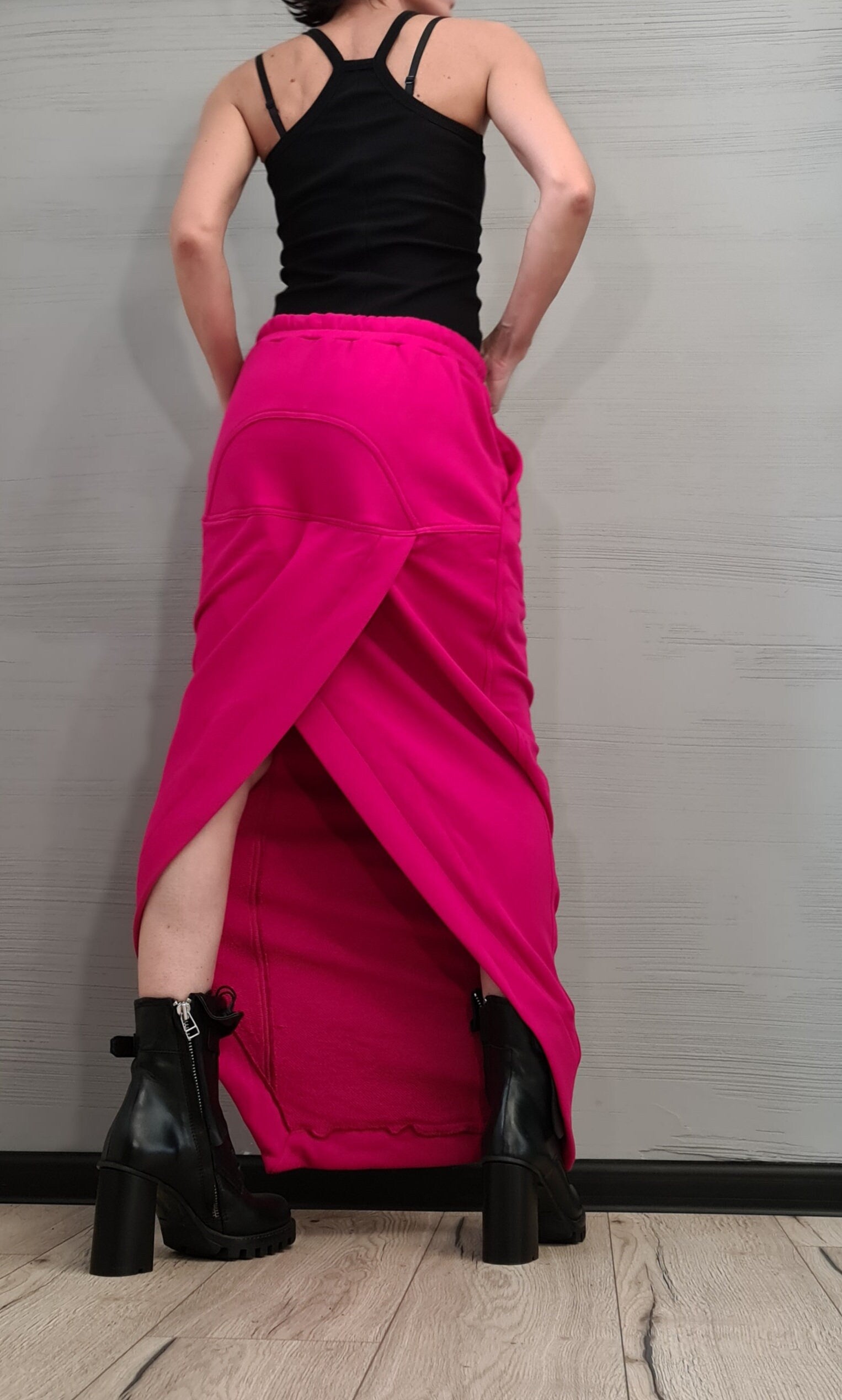 New collection Extravagant Cotton Skirt, A Line Skirt, Long Slit Skirt, Gothic Skirt, Asymmetric Skirt, Sexy Skirt