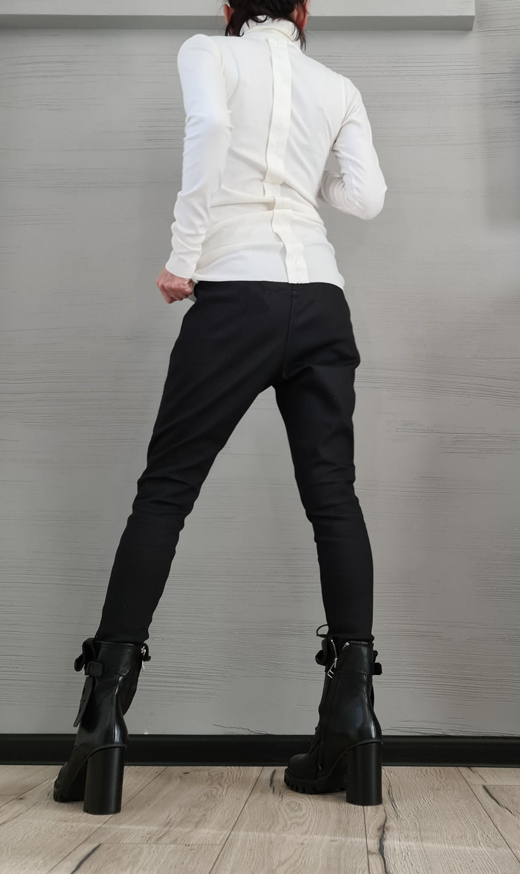 NEW Collection Cotton Sexy White Turtle Neck Fitted Top Blouse, Extravagant Top, Avant Garde Blouse, Sexy Top