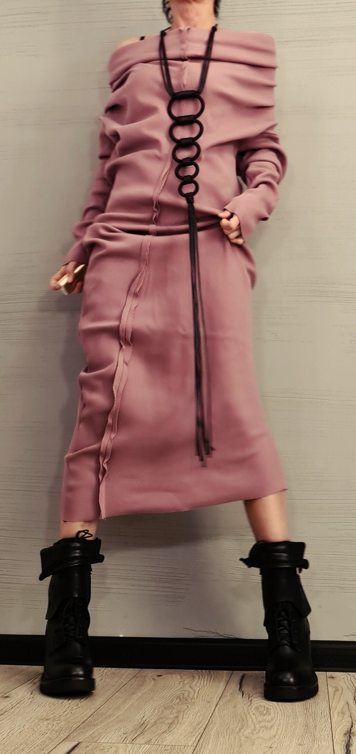 Extravagant Dress, Asymmetric Dress, Cotton Dress, Plus Size Clothing, Blouson Dress, Sexy Dress, Long Sleeve, New collection