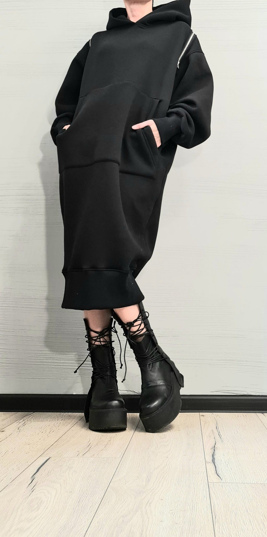 NEW Sweatshirt Dress, Extravagant Long Dress, Long Hoodie, Hooded Winter Dress, Long Dress with Hood, Sweatshirt Dress