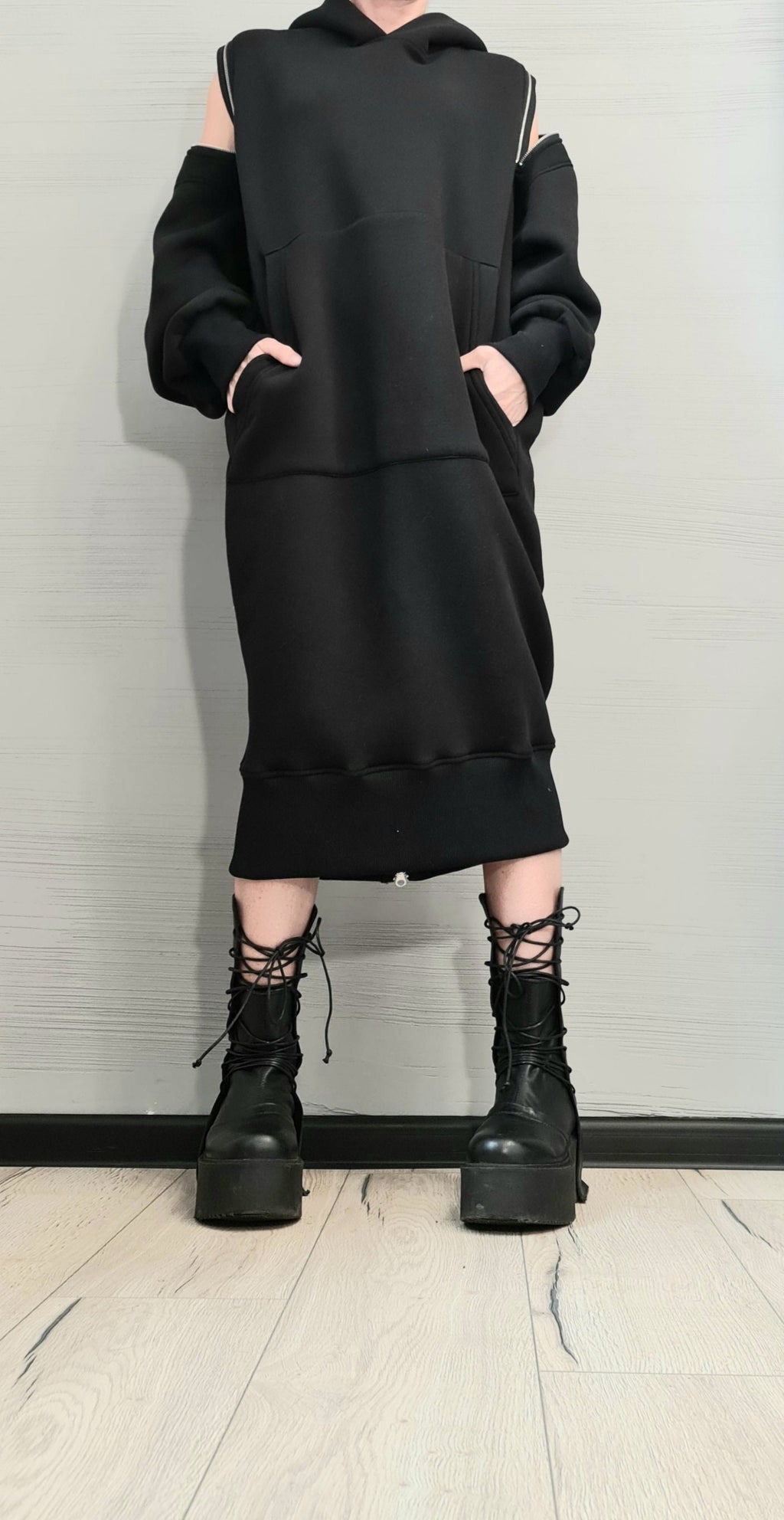 NEW Sweatshirt Dress, Extravagant Long Dress, Long Hoodie, Hooded Winter Dress, Long Dress with Hood, Sweatshirt Dress