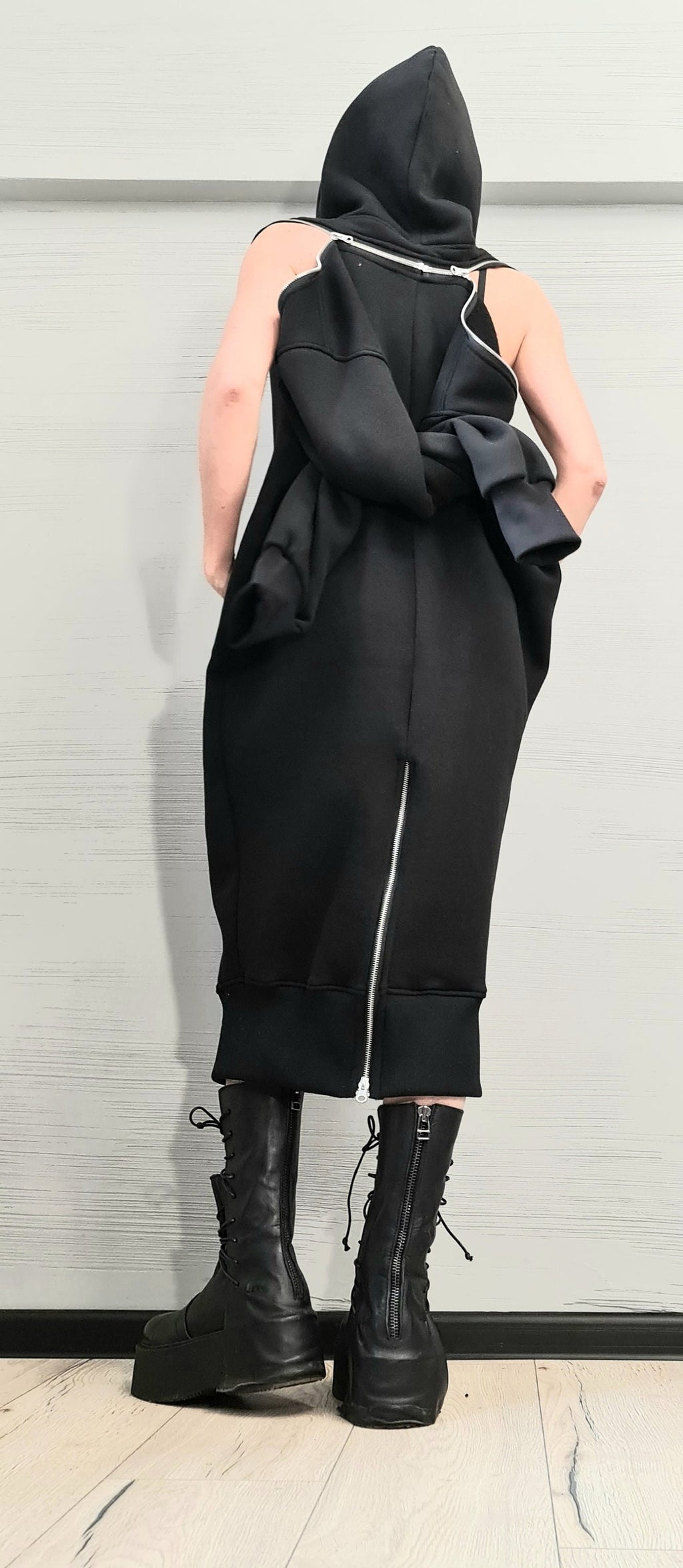 NEW Sweatshirt Dress, Extravagant Long Dress, Long Hoodie, Hooded Winter Dress, Long Dress with Hood, Sweatshirt Dress