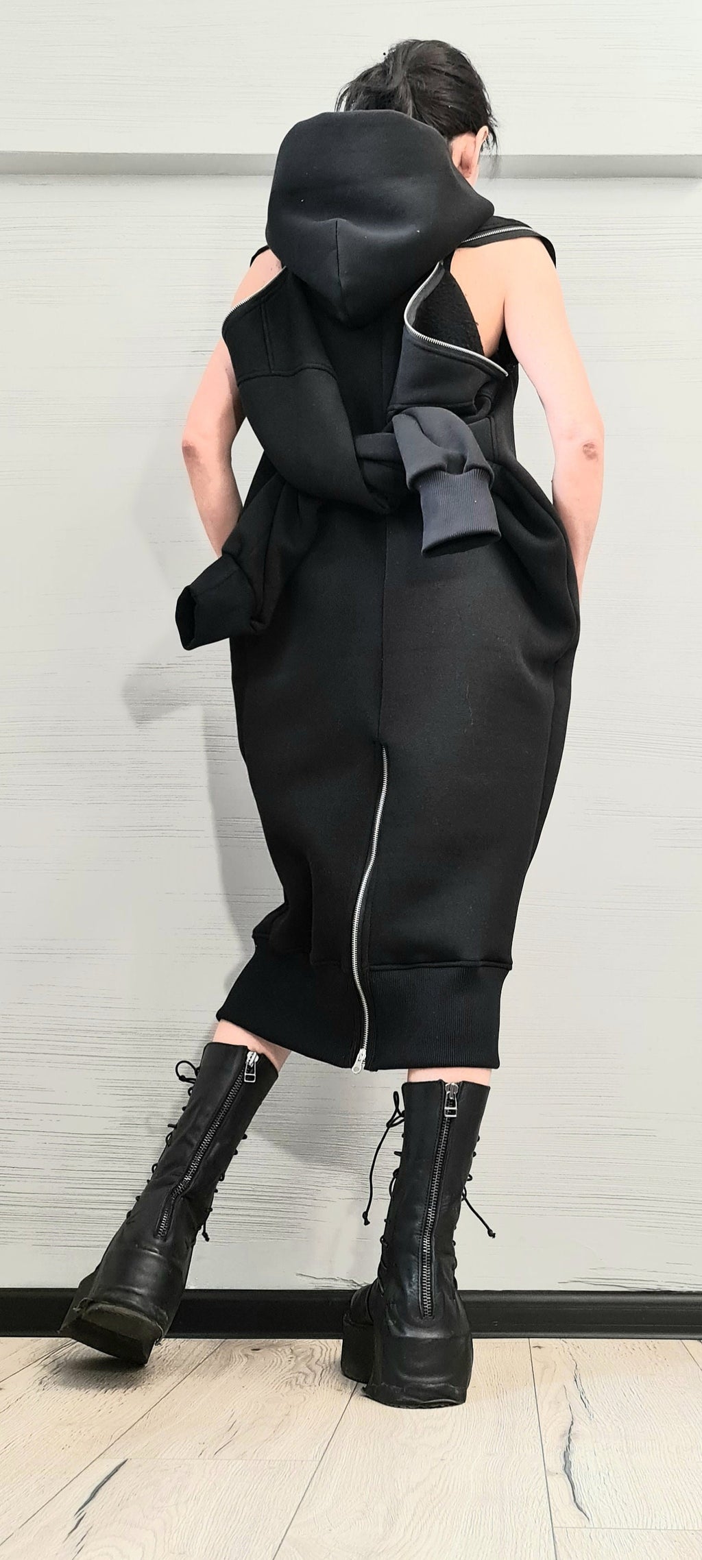 NEW Sweatshirt Dress, Extravagant Long Dress, Long Hoodie, Hooded Winter Dress, Long Dress with Hood, Sweatshirt Dress