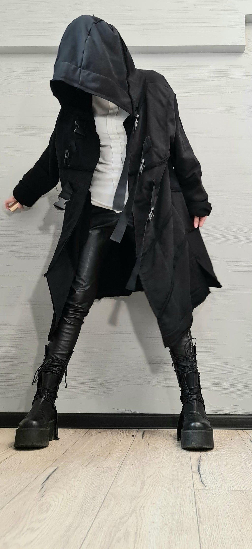 New Collection Extravagant Cotton Vest, Hooded Vest, Plus Size Clothing, Long Vest, Gothic Vest, Asymmetric Black Vest