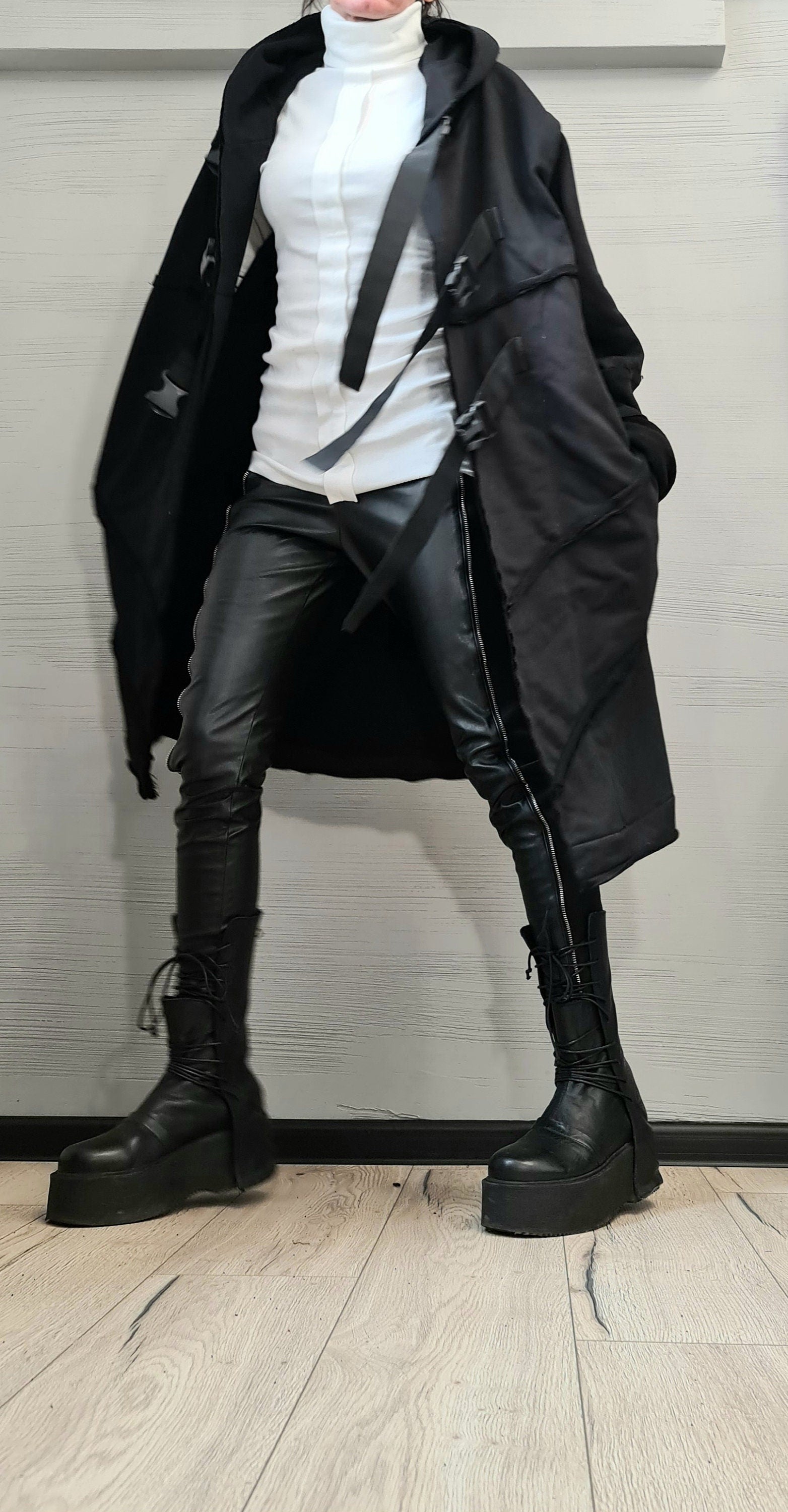 New Collection Extravagant Cotton Vest, Hooded Vest, Plus Size Clothing, Long Vest, Gothic Vest, Asymmetric Black Vest