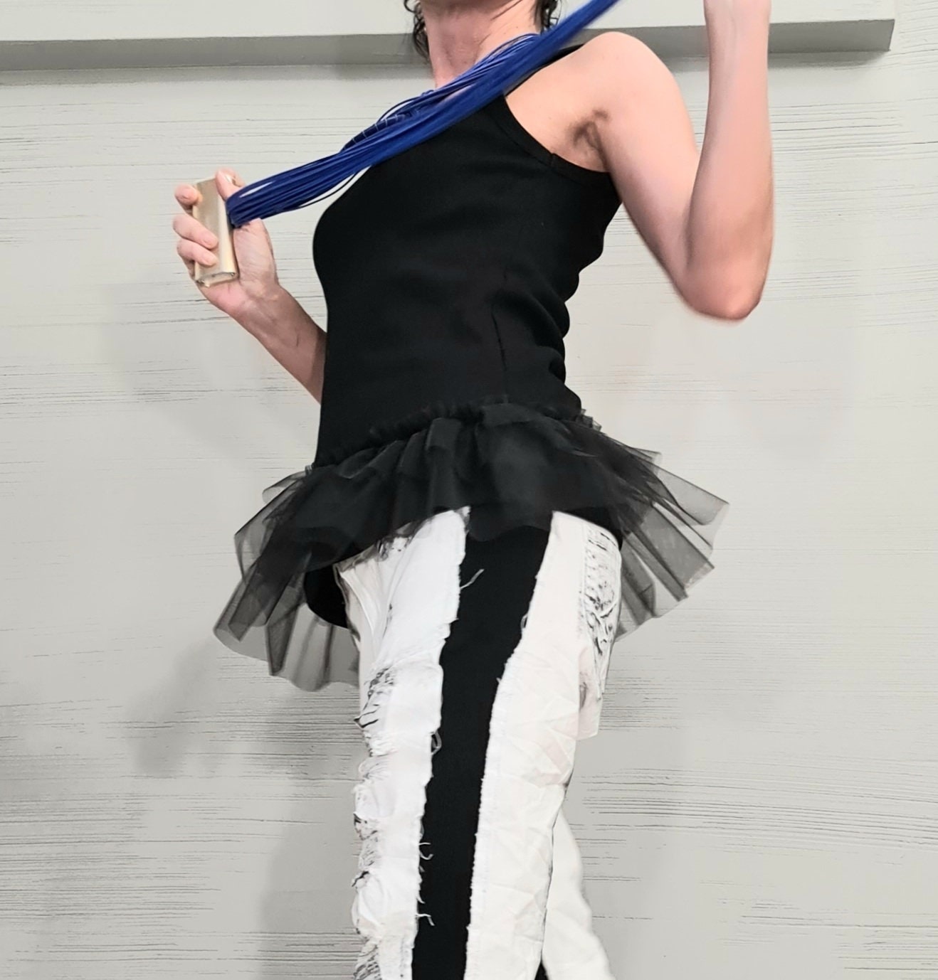 Extravagant Cotton Top, Sexy Top with Tulle, Sleeveless Party Blouse, Everyday Casual Summer Top