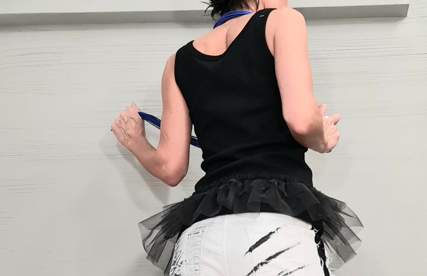 Extravagant Cotton Top, Sexy Top with Tulle, Sleeveless Party Blouse, Everyday Casual Summer Top