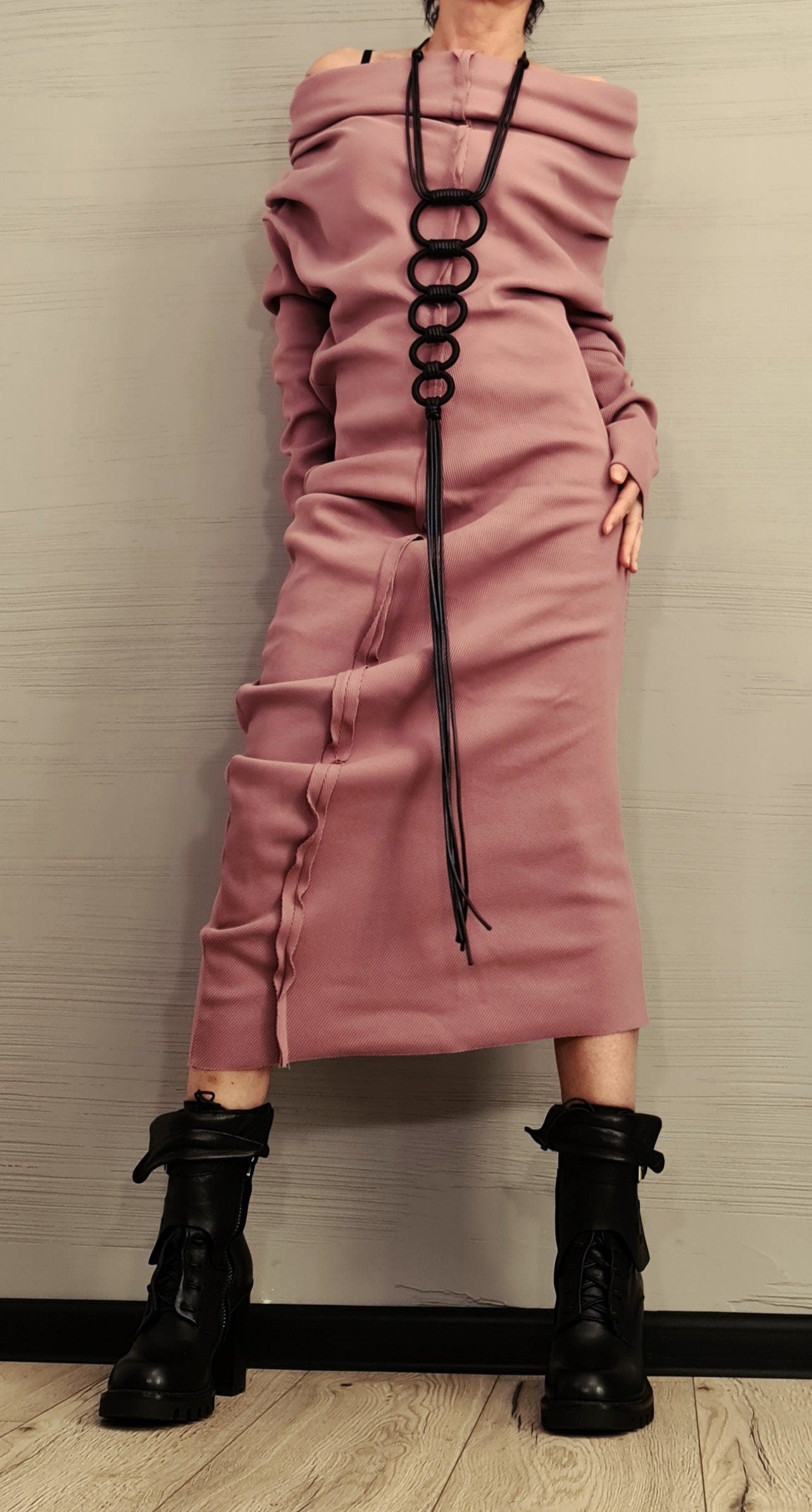 Extravagant Dress, Asymmetric Dress, Cotton Dress, Plus Size Clothing, Blouson Dress, Sexy Dress, Long Sleeve, New collection