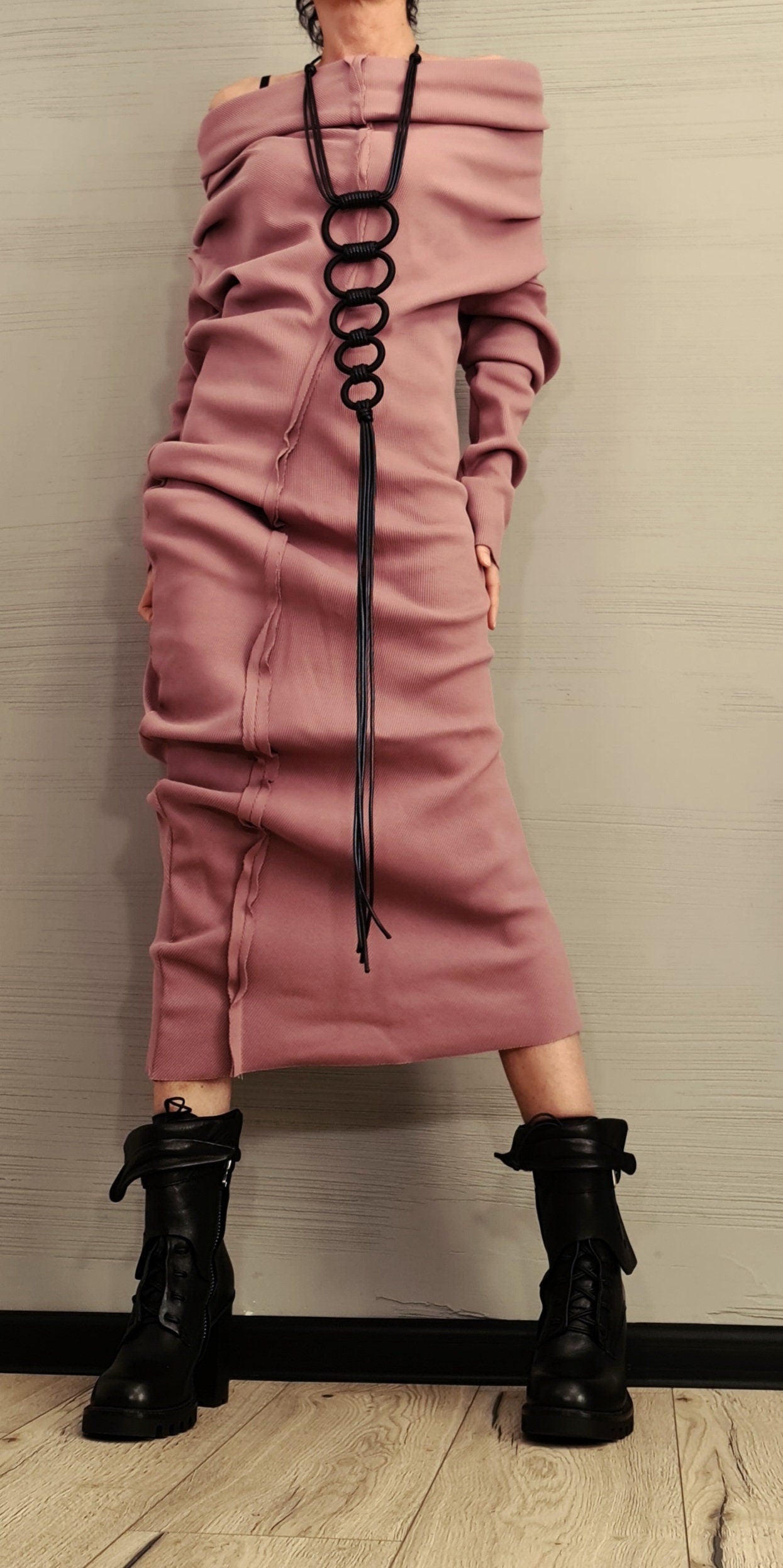 Extravagant Dress, Asymmetric Dress, Cotton Dress, Plus Size Clothing, Blouson Dress, Sexy Dress, Long Sleeve, New collection