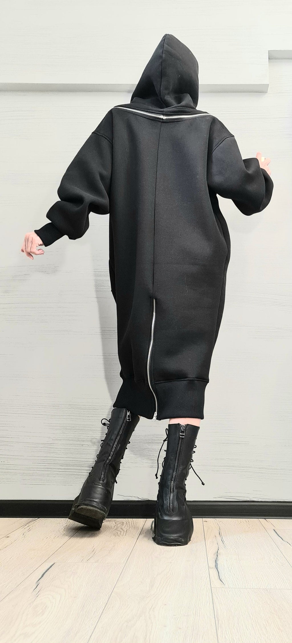 NEW Sweatshirt Dress, Extravagant Long Dress, Long Hoodie, Hooded Winter Dress, Long Dress with Hood, Sweatshirt Dress