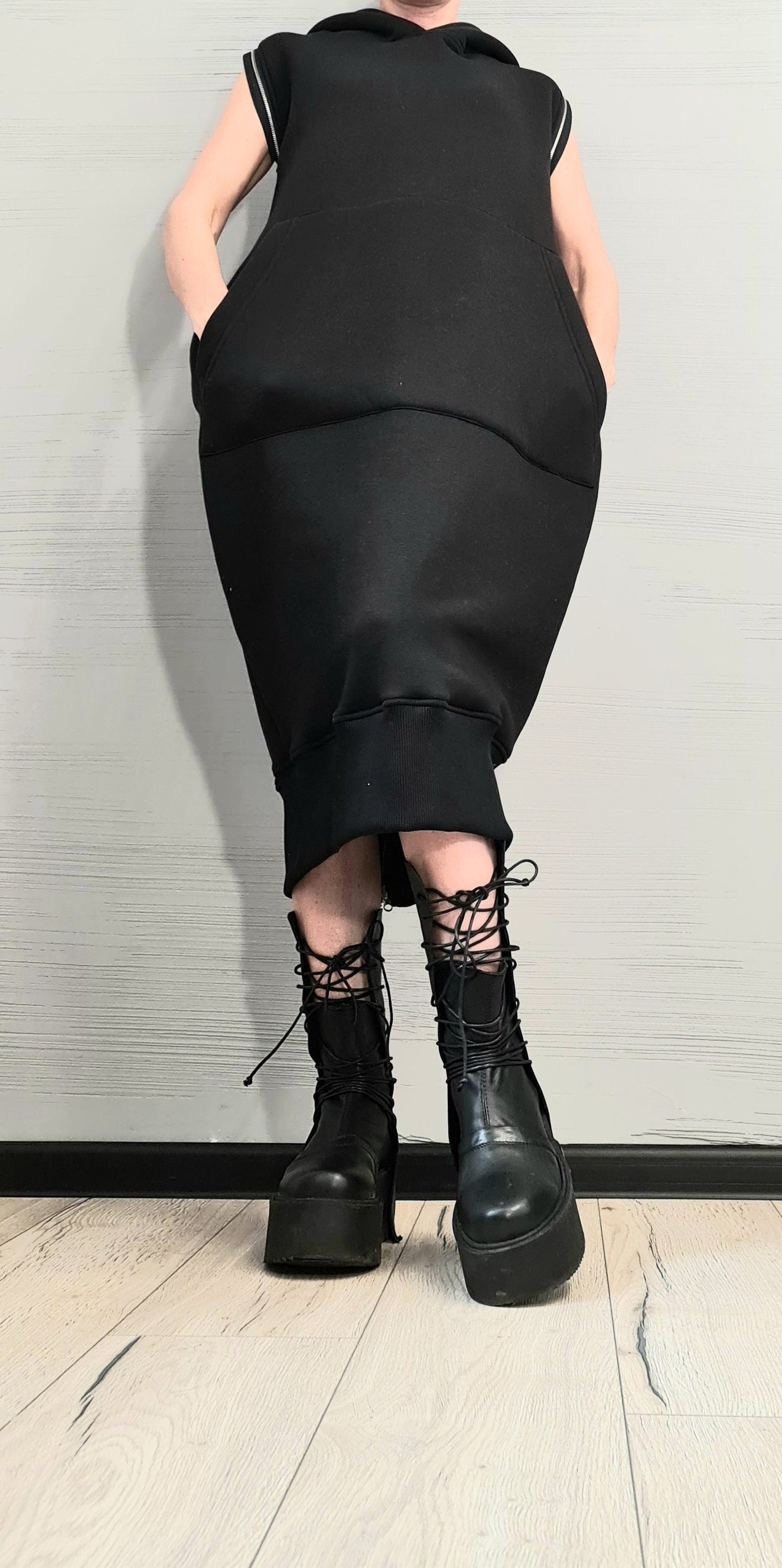 NEW Sweatshirt Dress, Extravagant Long Dress, Long Hoodie, Hooded Winter Dress, Long Dress with Hood, Sweatshirt Dress