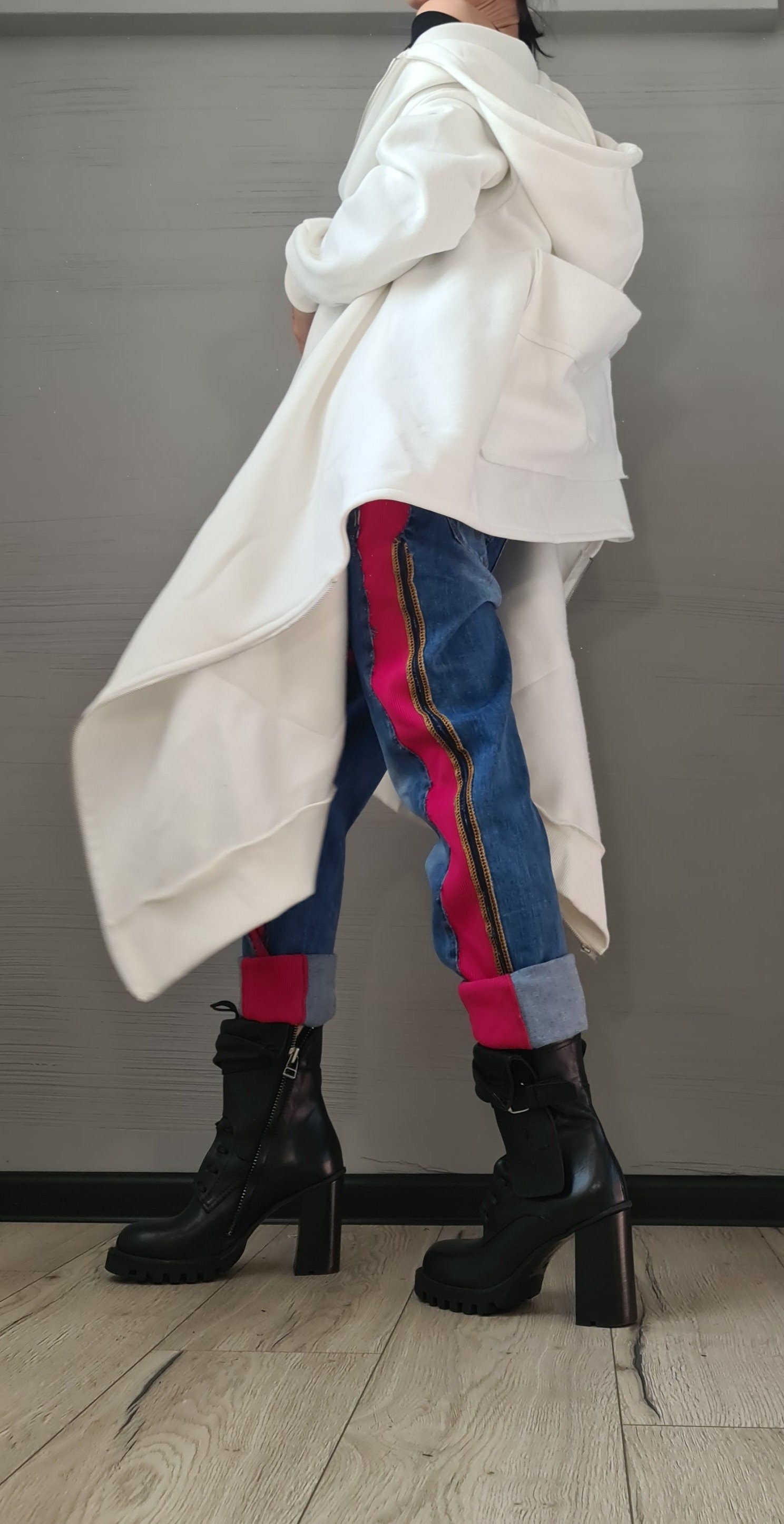 New collection Hooded Cotton Sweatshirt, Asymmetric Warm Sweatshirt, Short Long Extravagant Vest, Women Sexy Sweatshirt