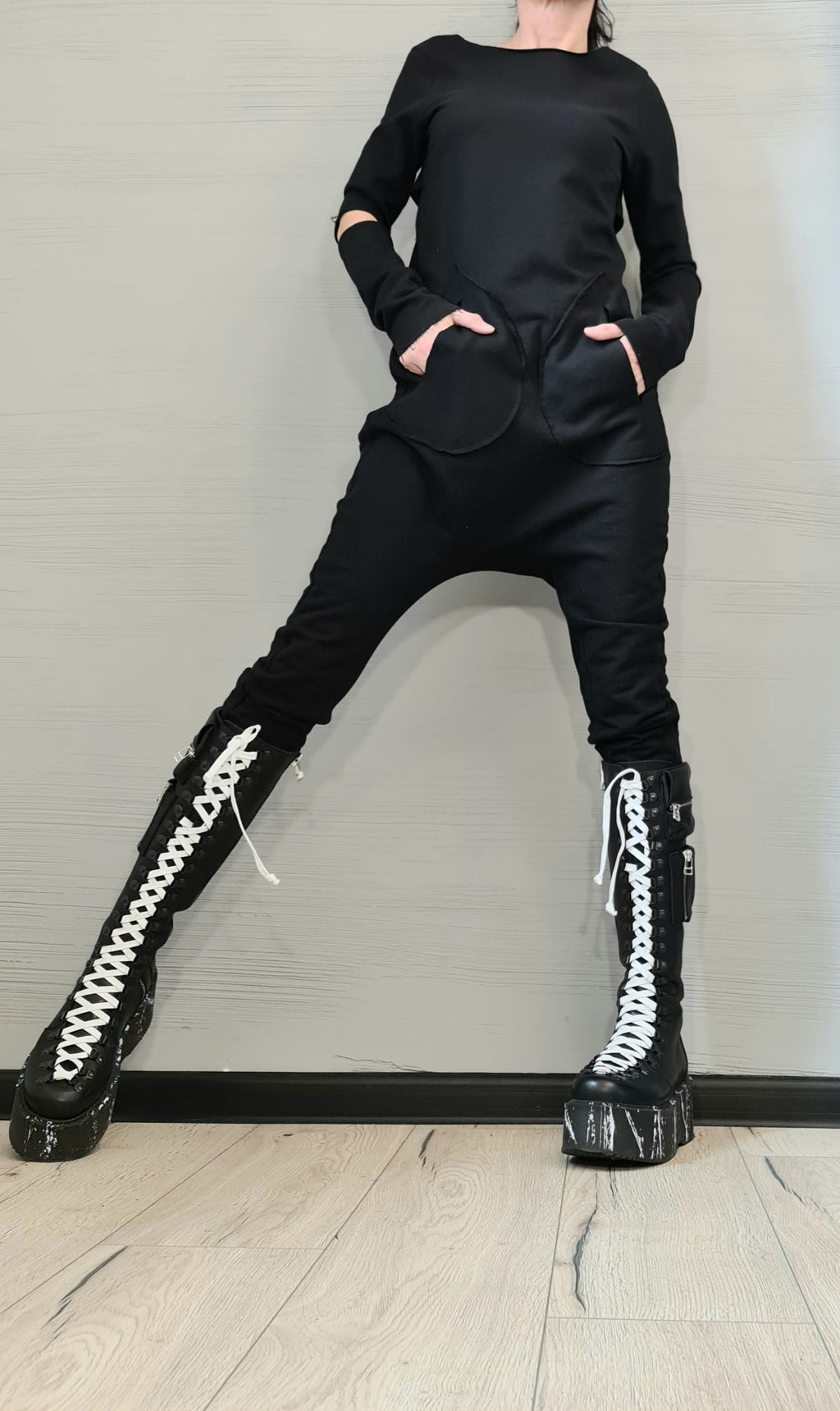 Black Harem Jumpsuit,Extravagant Jumpsuit, Slim Fit, Open Back Jumpsuit, Gothic Jumpsuit, New collection