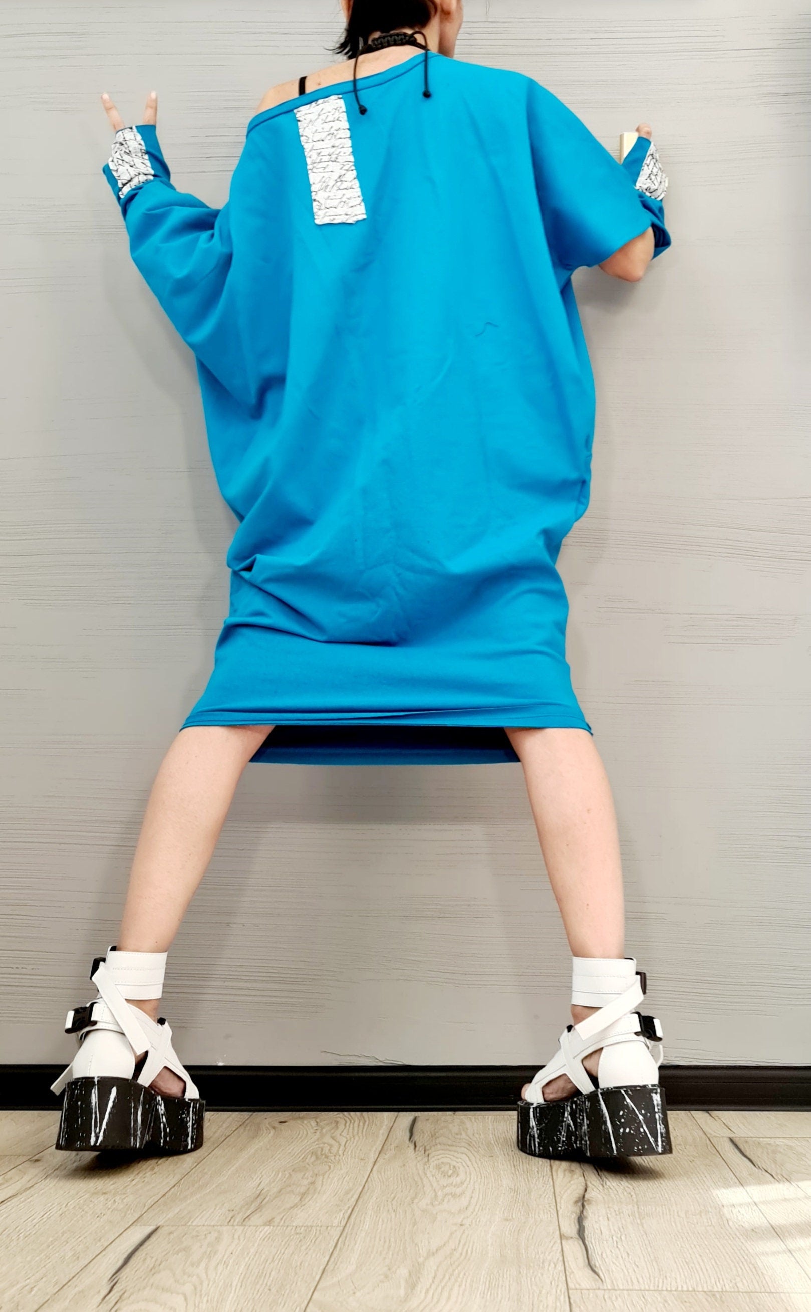 Blouson Dress, Separate Sleeves, Extravagant Tunic Dress, Loose Blouson Dress