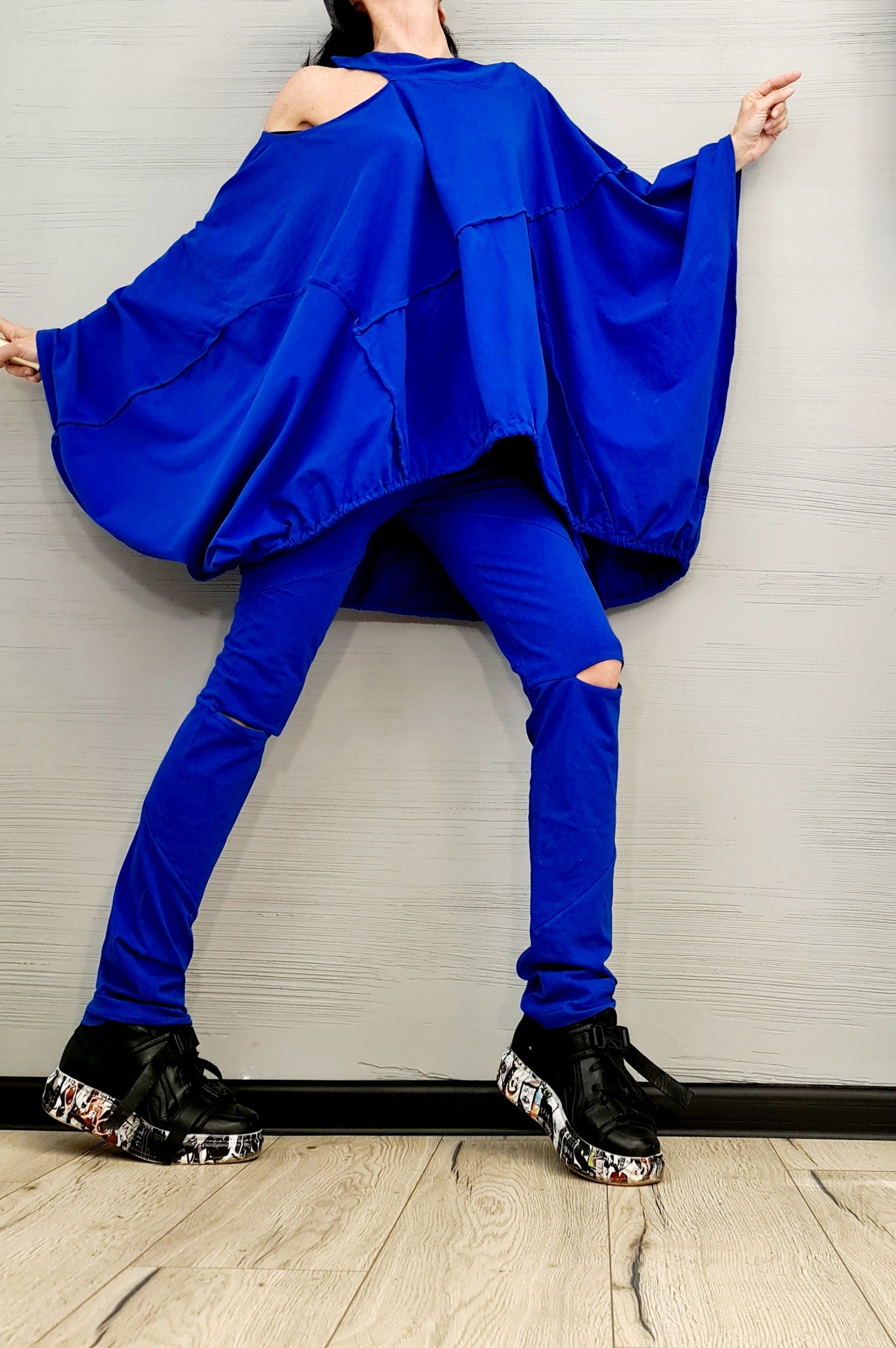 New collection Extravagant Cotton Women Set, Asymmetric Cotton Set, Leggings Tunic Set, Women Designer Set, Asymmetric Tunic Top