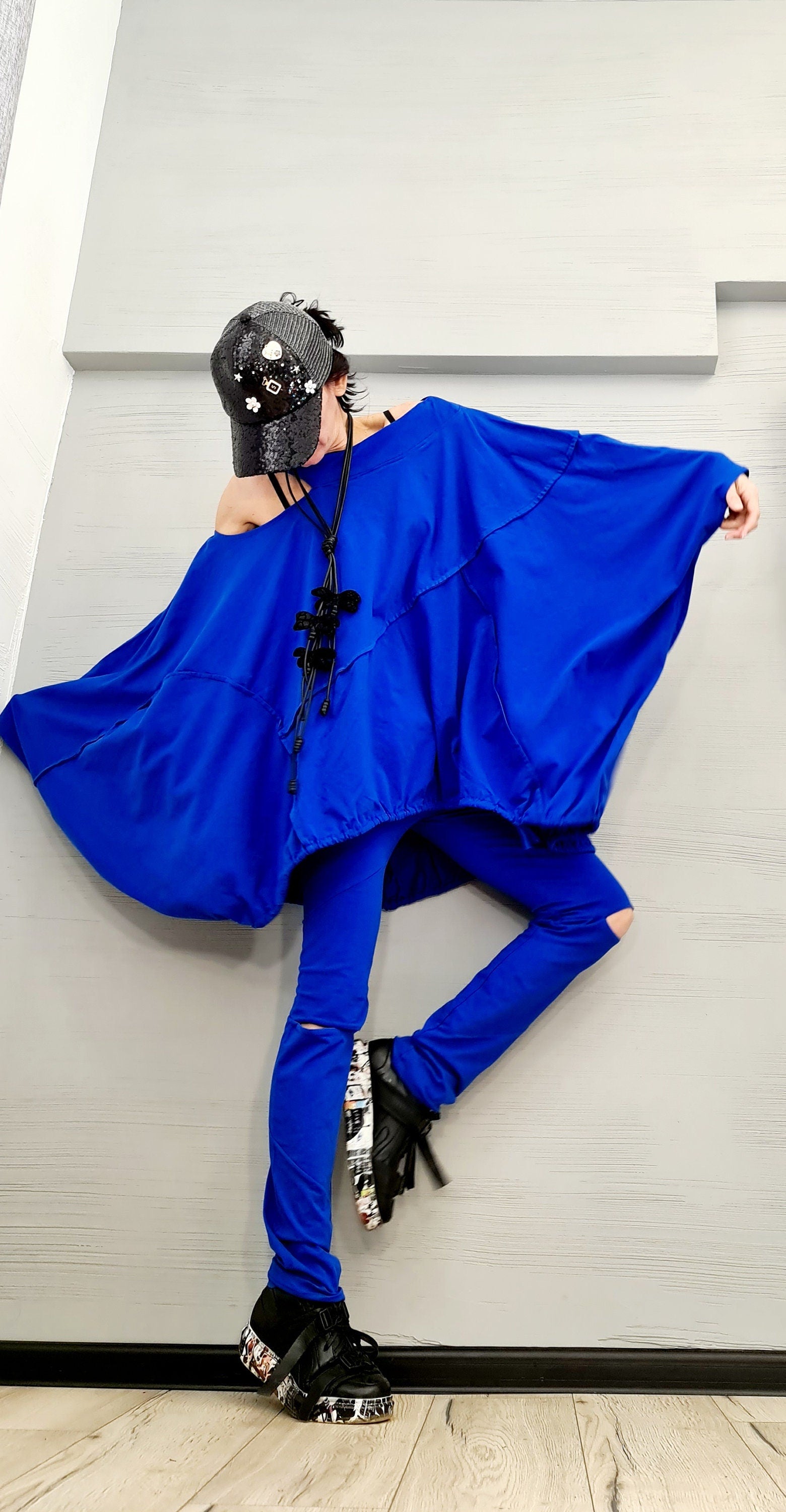 New collection Extravagant Cotton Women Set, Asymmetric Cotton Set, Leggings Tunic Set, Women Designer Set, Asymmetric Tunic Top