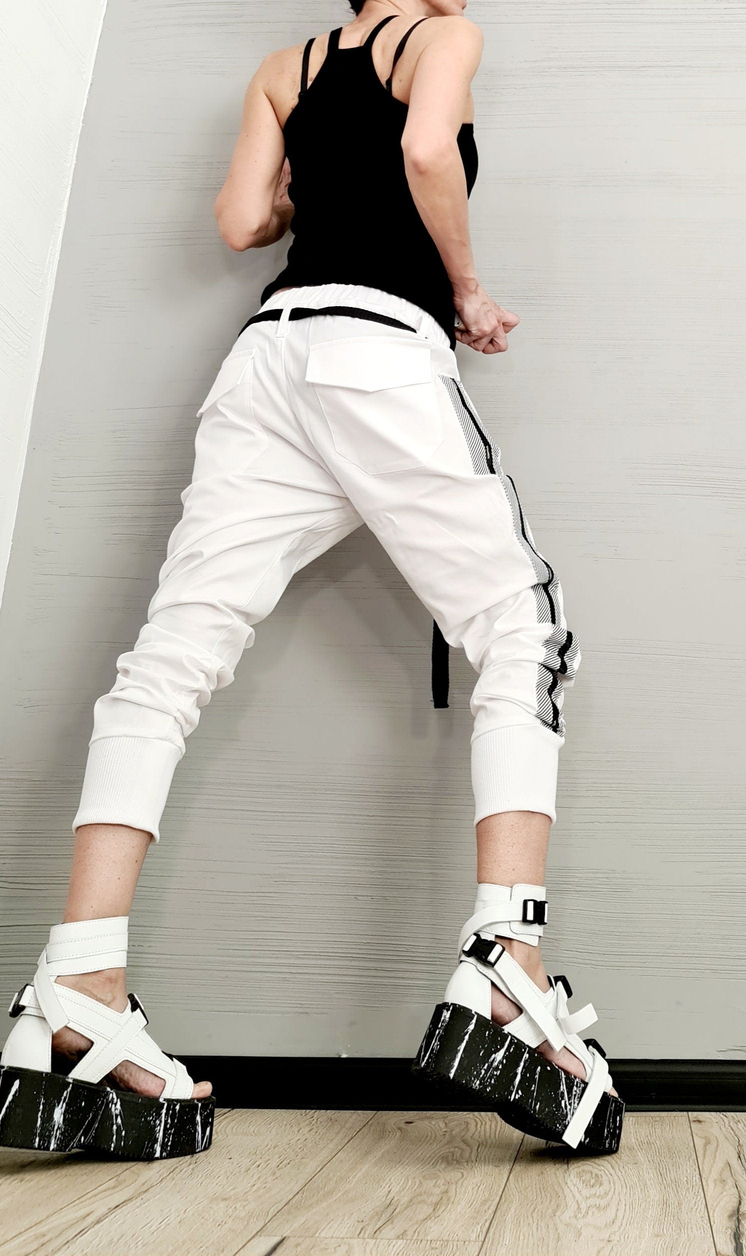 New collection Extravagant Women Harem Pants, Women Baggy Trousers, Avant Garde Trousers, Black Loose Pants, Gothic Pants, Punk Pants