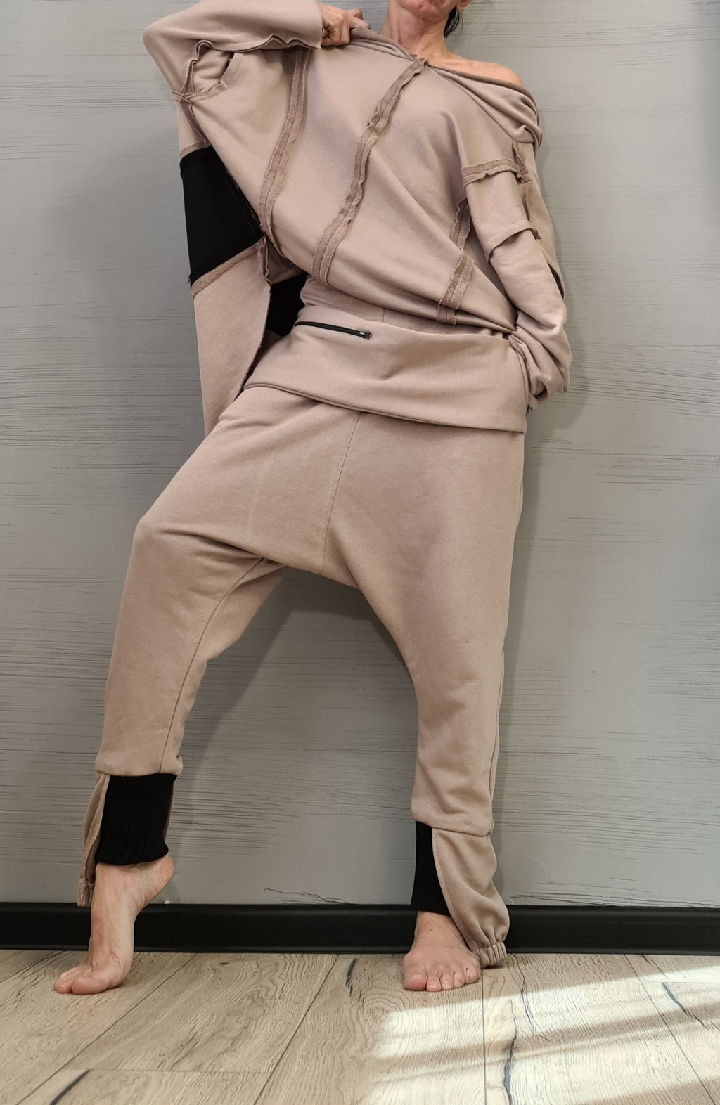 New collection Outwear Women Set, Harem Pants, Loose Set, Extravagant Cotton Set, Extravagant Blouse, Asymmetrical Set