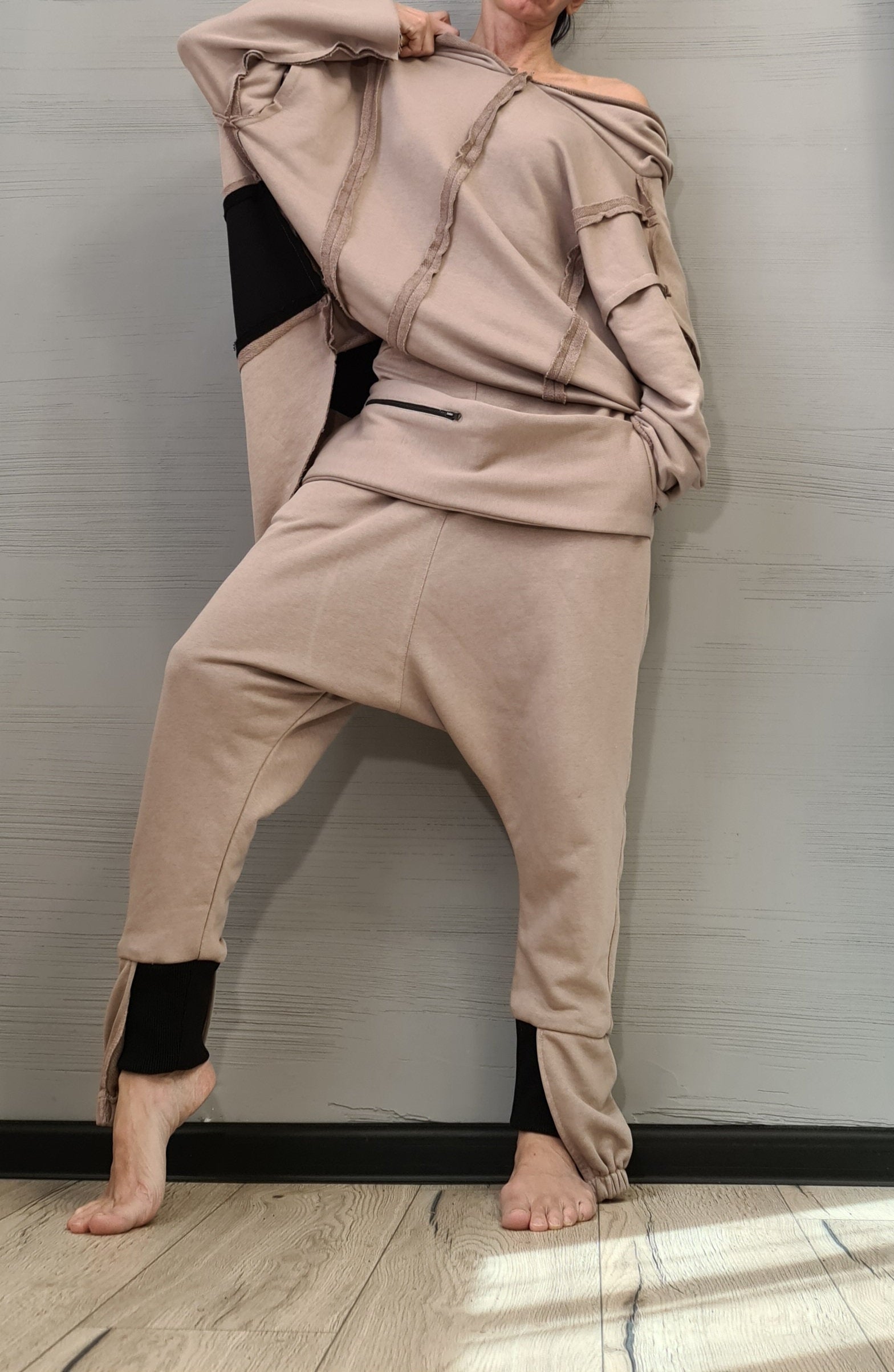 New collection Outwear Women Set, Harem Pants, Loose Set, Extravagant Cotton Set, Extravagant Blouse, Asymmetrical Set