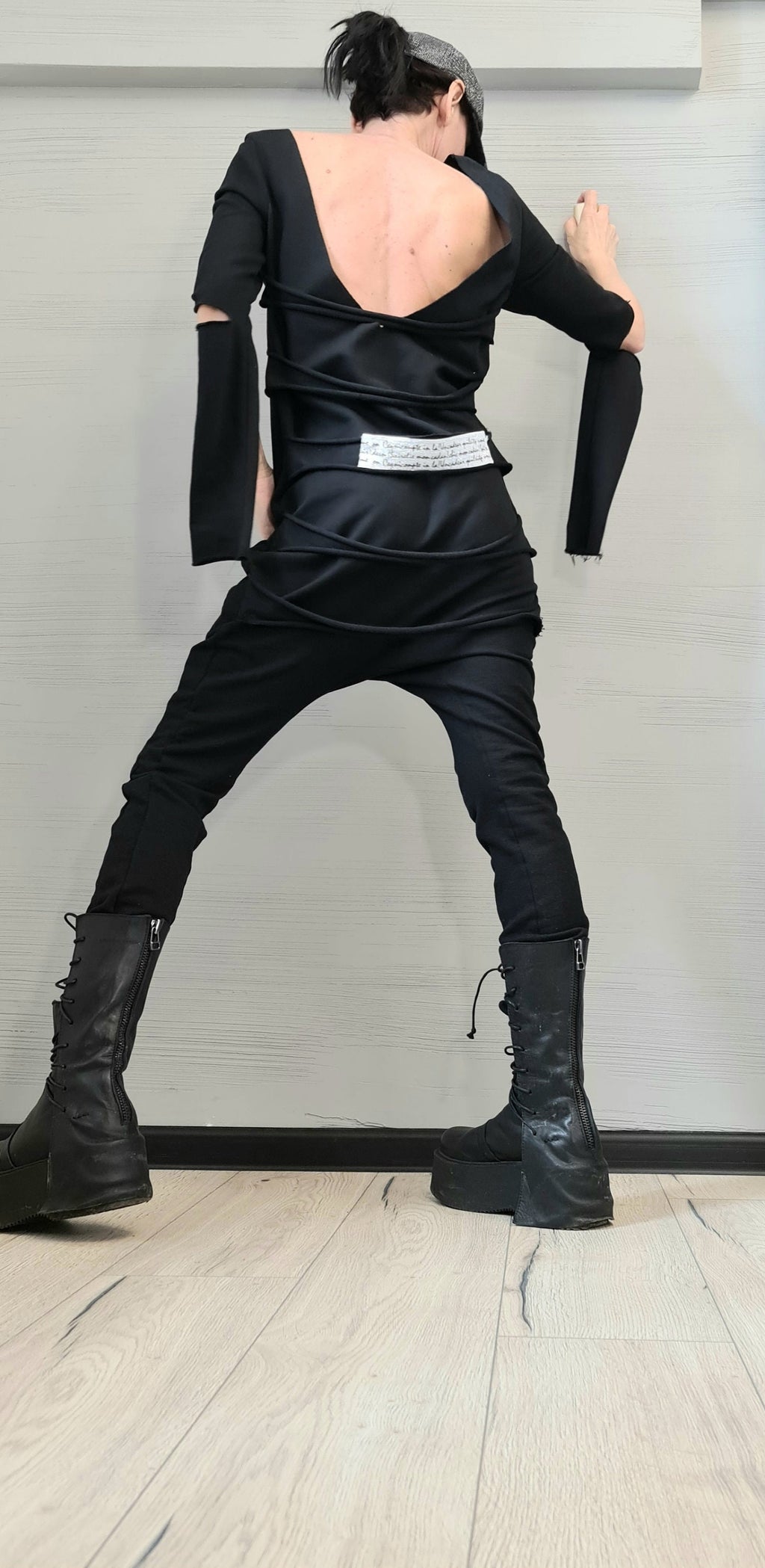 Black Harem Jumpsuit,Extravagant Jumpsuit, Slim Fit, Open Back Jumpsuit, Gothic Jumpsuit, New collection