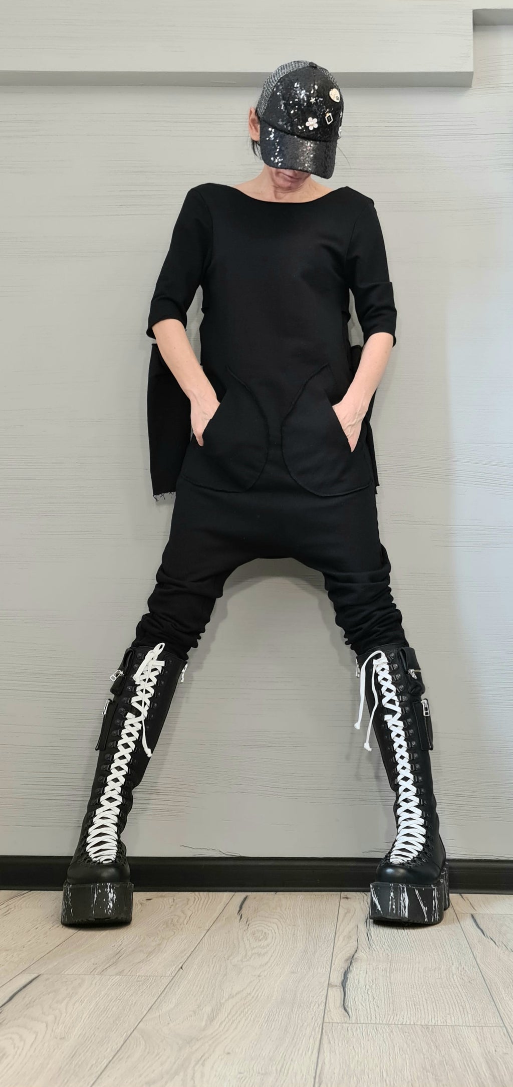 Black Harem Jumpsuit,Extravagant Jumpsuit, Slim Fit, Open Back Jumpsuit, Gothic Jumpsuit, New collection