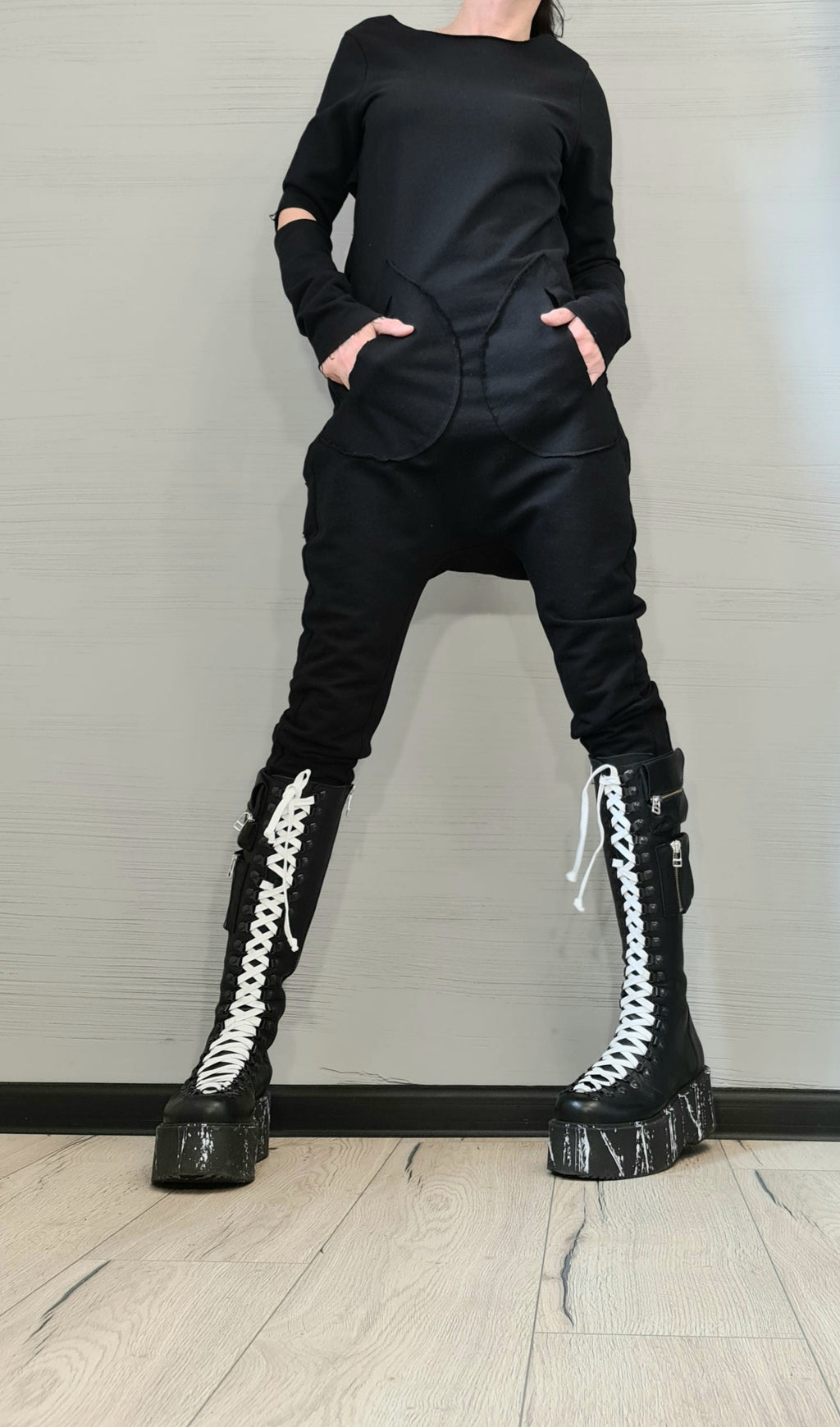 Black Harem Jumpsuit,Extravagant Jumpsuit, Slim Fit, Open Back Jumpsuit, Gothic Jumpsuit, New collection