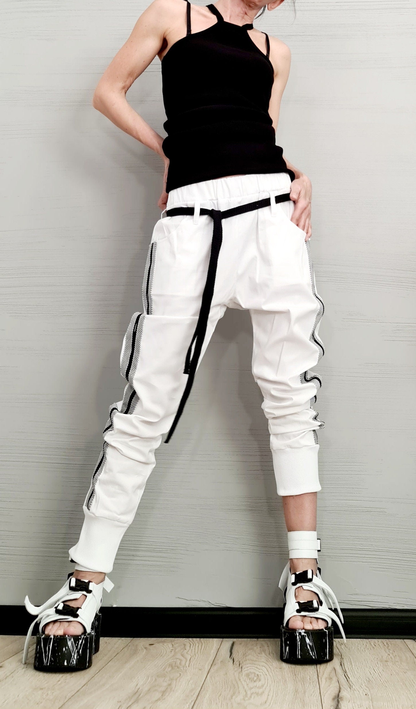 New collection Extravagant Women Harem Pants, Women Baggy Trousers, Avant Garde Trousers, Black Loose Pants, Gothic Pants, Punk Pants