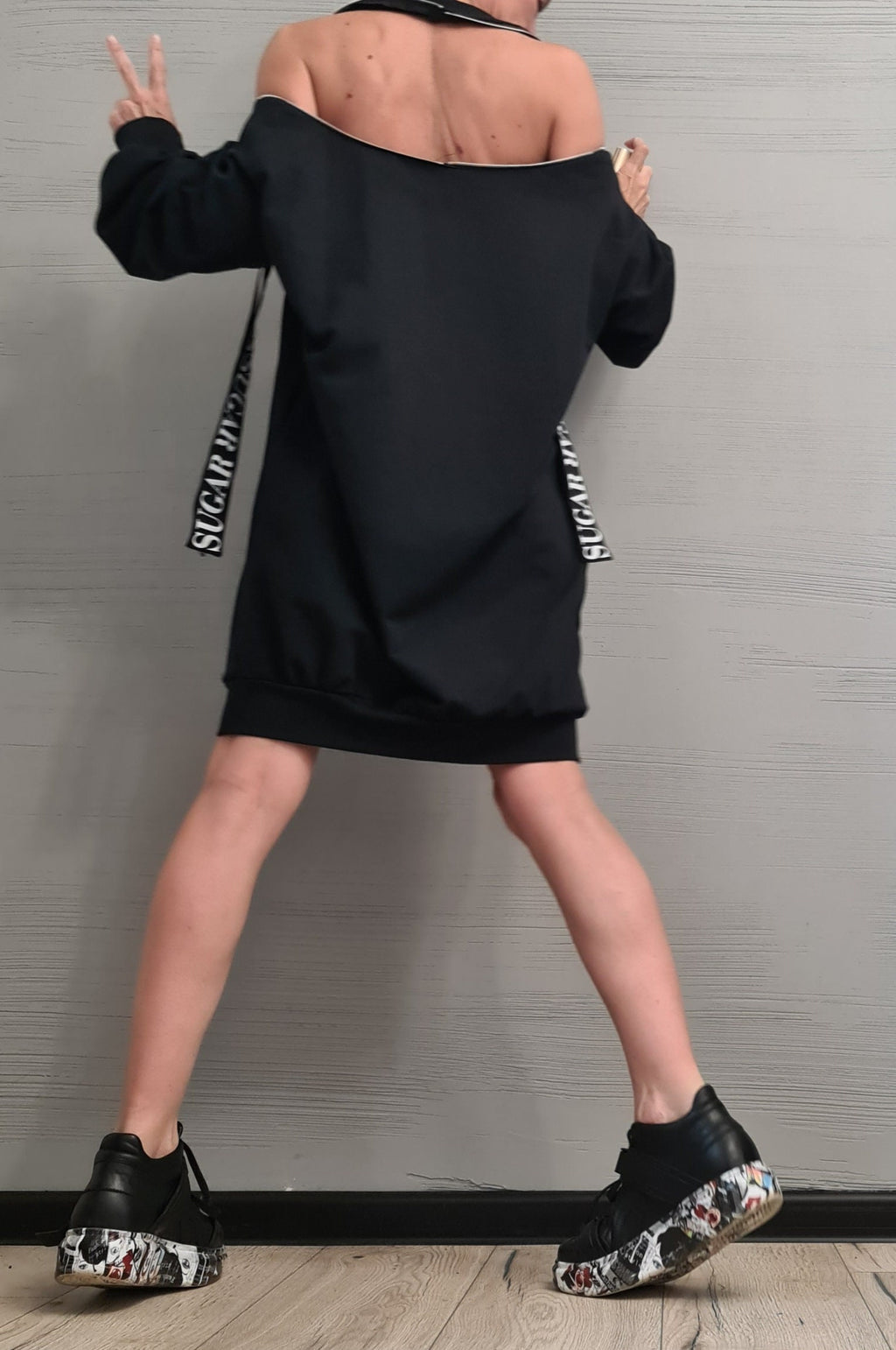 New collection Extravagant Loose Tunic Dress, Plus Size Clothing, Blouson Dress, Asymmetric Dress, Long Sleeve Dress, Bare shoulders Tunic