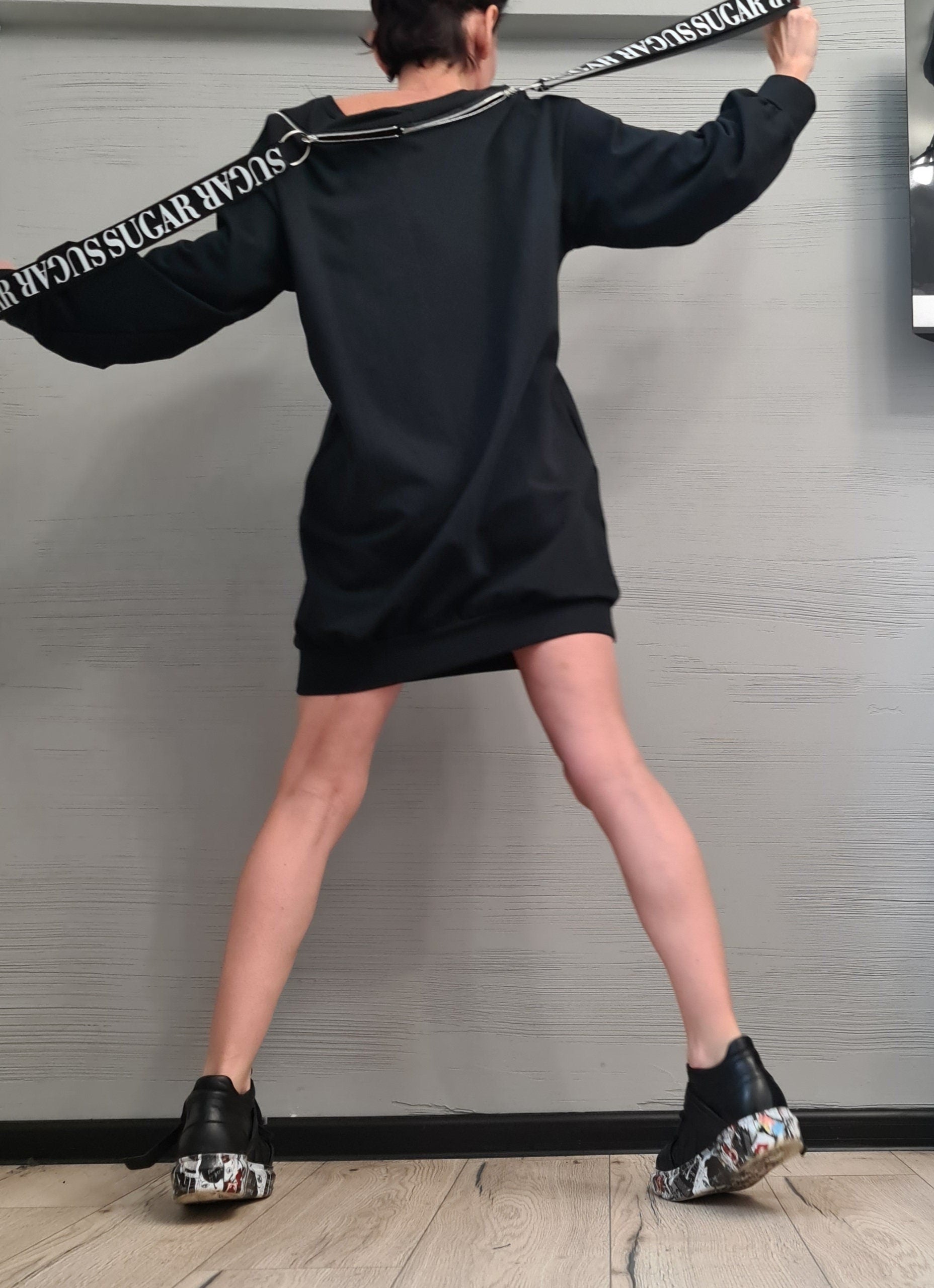 New collection Extravagant Loose Tunic Dress, Plus Size Clothing, Blouson Dress, Asymmetric Dress, Long Sleeve Dress, Bare shoulders Tunic