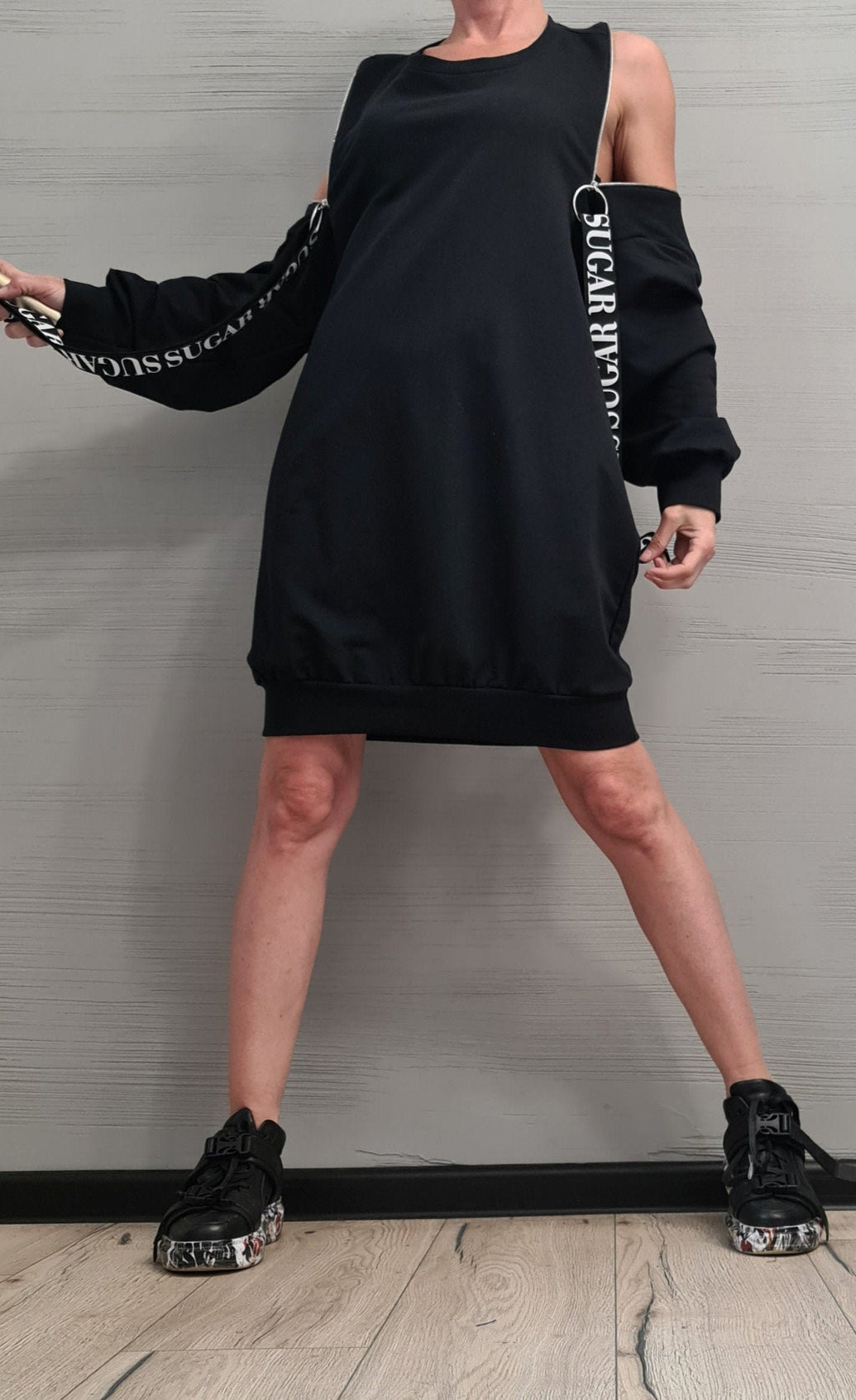 New collection Extravagant Loose Tunic Dress, Plus Size Clothing, Blouson Dress, Asymmetric Dress, Long Sleeve Dress, Bare shoulders Tunic