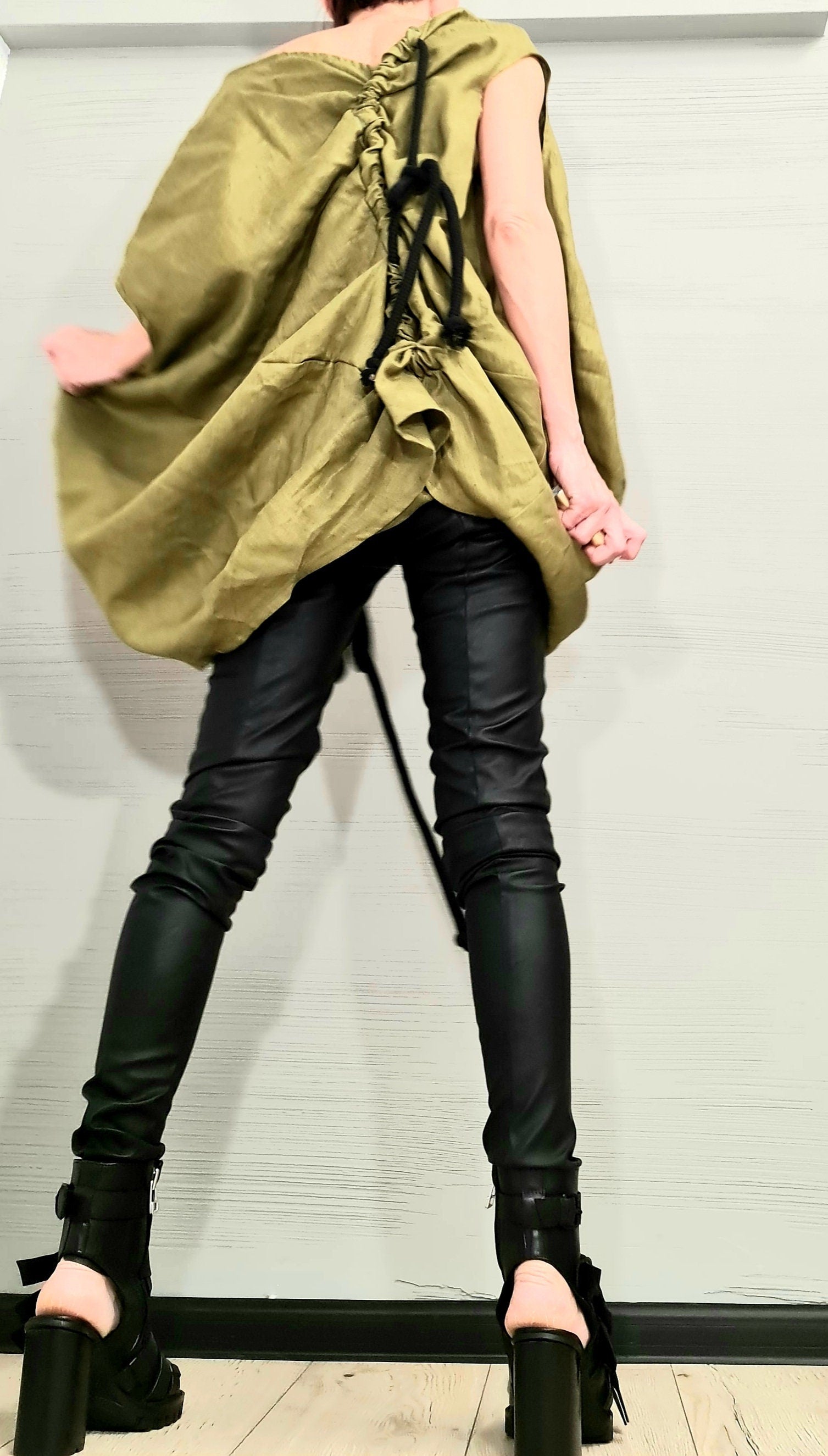 Asymmetric Linen Tunic – Deconstructed Oversize Top – Custom Avant Garde Shirt – Plus Size Summer Clothing XS–5XL