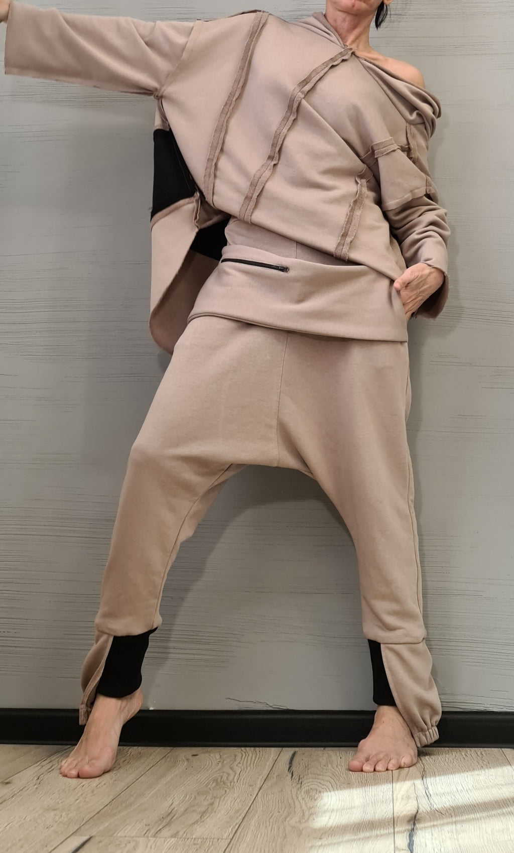 New collection Outwear Women Set, Harem Pants, Loose Set, Extravagant Cotton Set, Extravagant Blouse, Asymmetrical Set