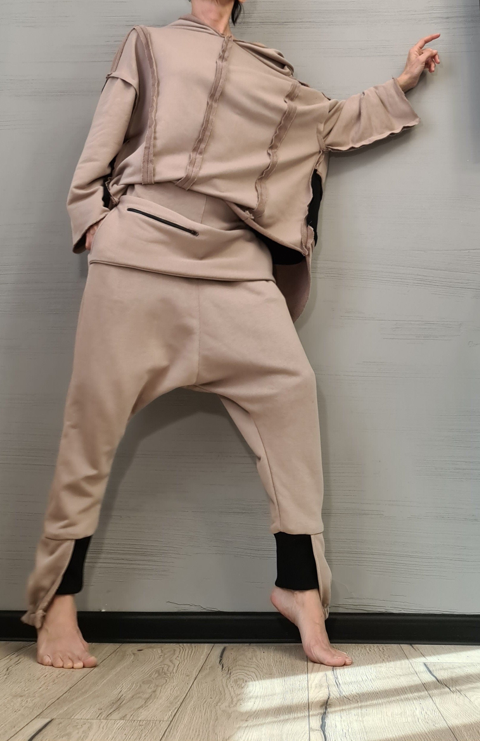 New collection Outwear Women Set, Harem Pants, Loose Set, Extravagant Cotton Set, Extravagant Blouse, Asymmetrical Set