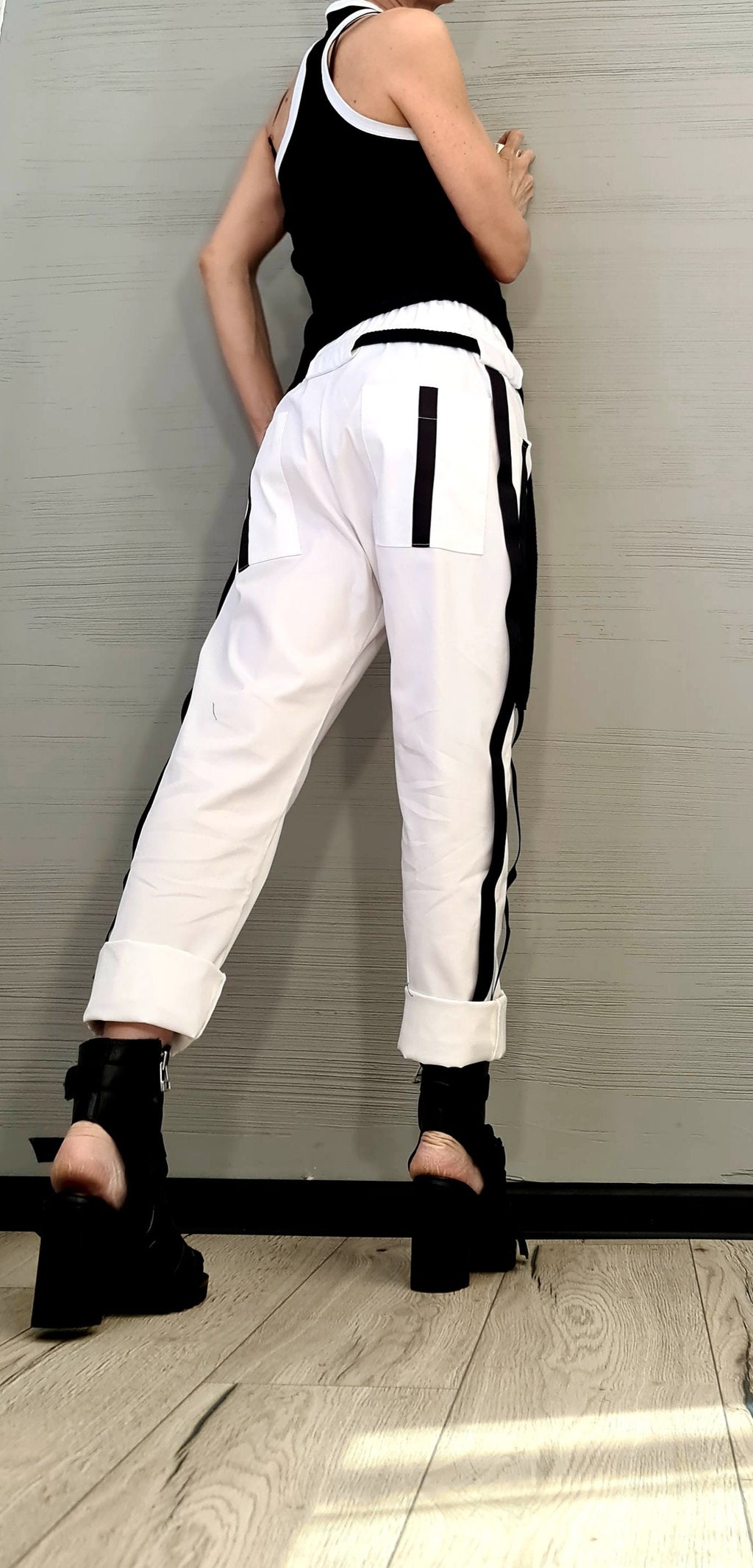 New collection Extravagant Women Harem Pants, Women Loose Trousers, Avant Garde Trousers, White Loose Pants, Gothic Pants, Punk Pants